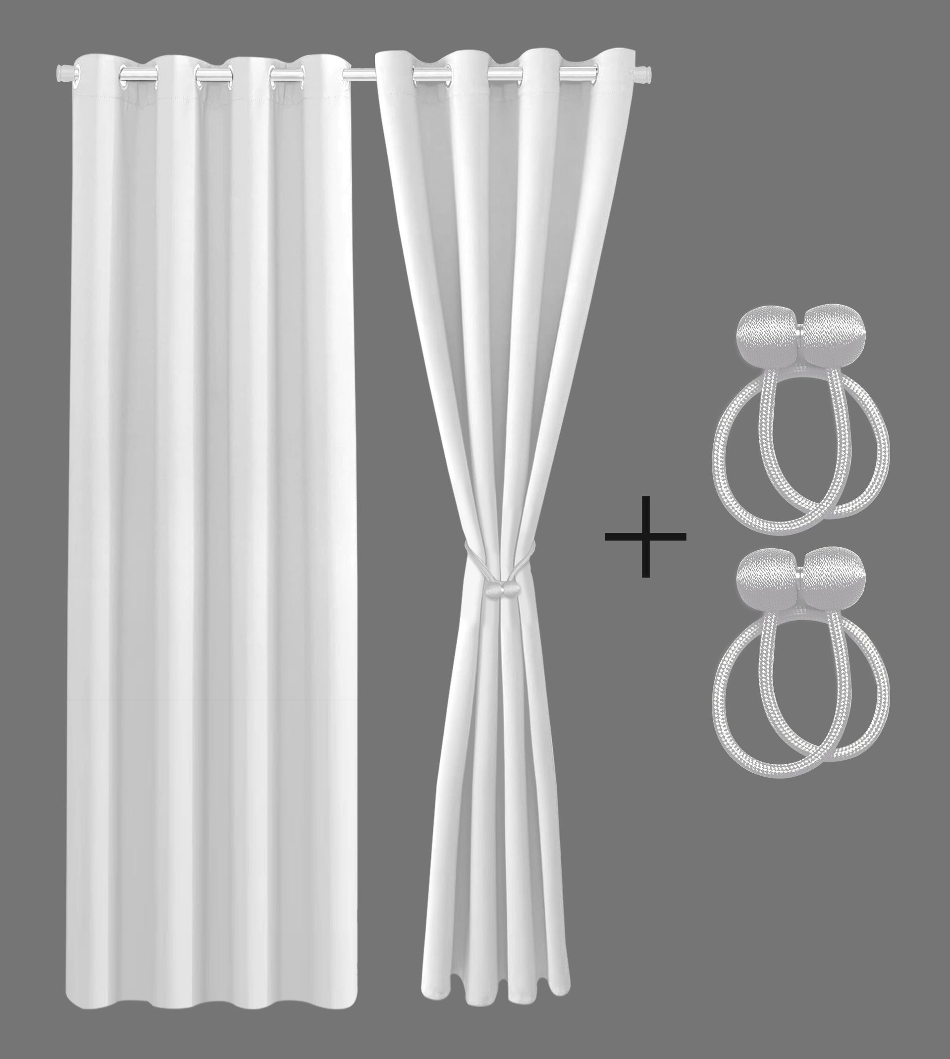 Voile-Vorhang Mit Lila Streifen – Transparente Gardine Mit Ösen, 107 X 115 Cm