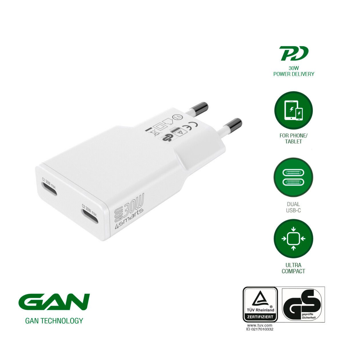 4smarts Netzladegerät PDPlug Slim Dual Universal-Netzteil