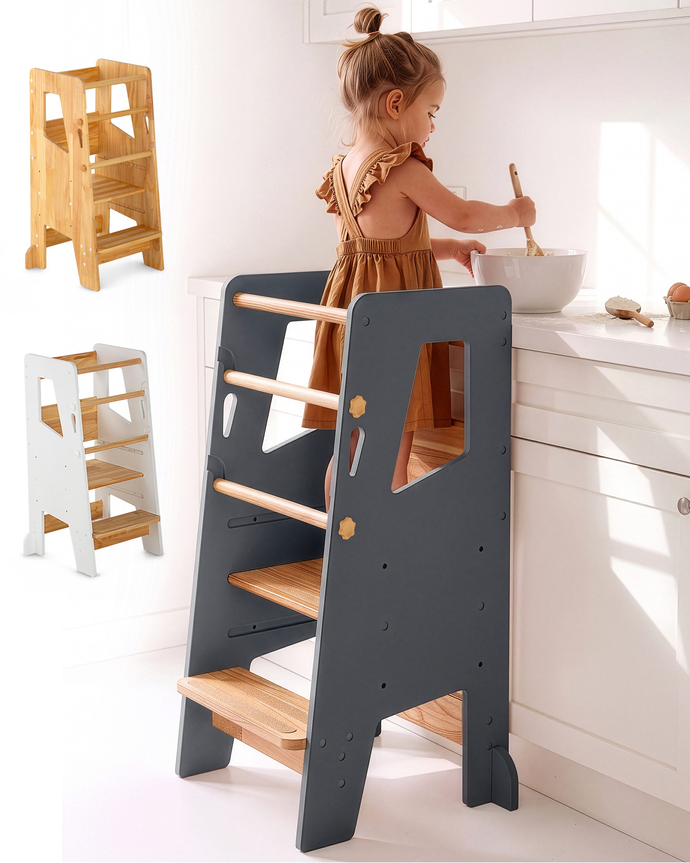 NewKids Stehhilfe Lernturm ab 1 Jahr höhenverstellbar – Montessori Learning Tower