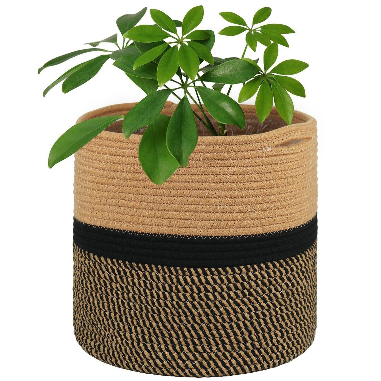 LuxusKollektion Übertopf Blumentopf 30cm Indoor Pflanzen Einsatz Schwarz und Braun