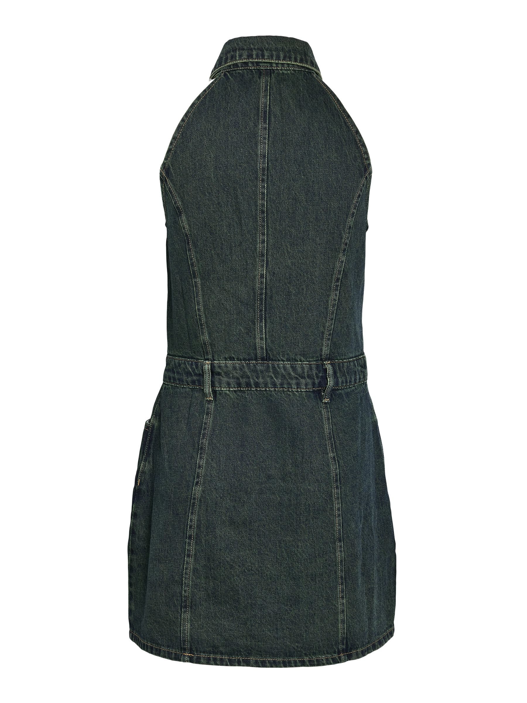 Noisy may Shirtkleid Modisches Denim-Design mit Knöpfen und Neckholder (mini) NMLARDIE SH SL TNTD DNM DRS VI587DB NOOS