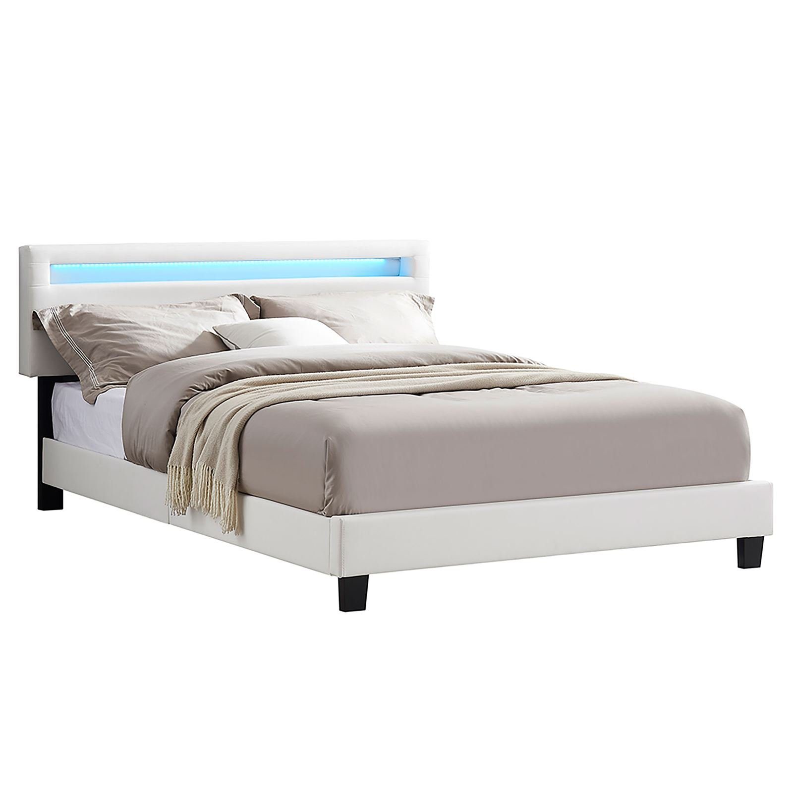 CARO-Möbel Polsterbett COLUMBUS, Polsterbett 140x200 cm mit LED Beleuchtung Bett Kunstleder Jugendbett