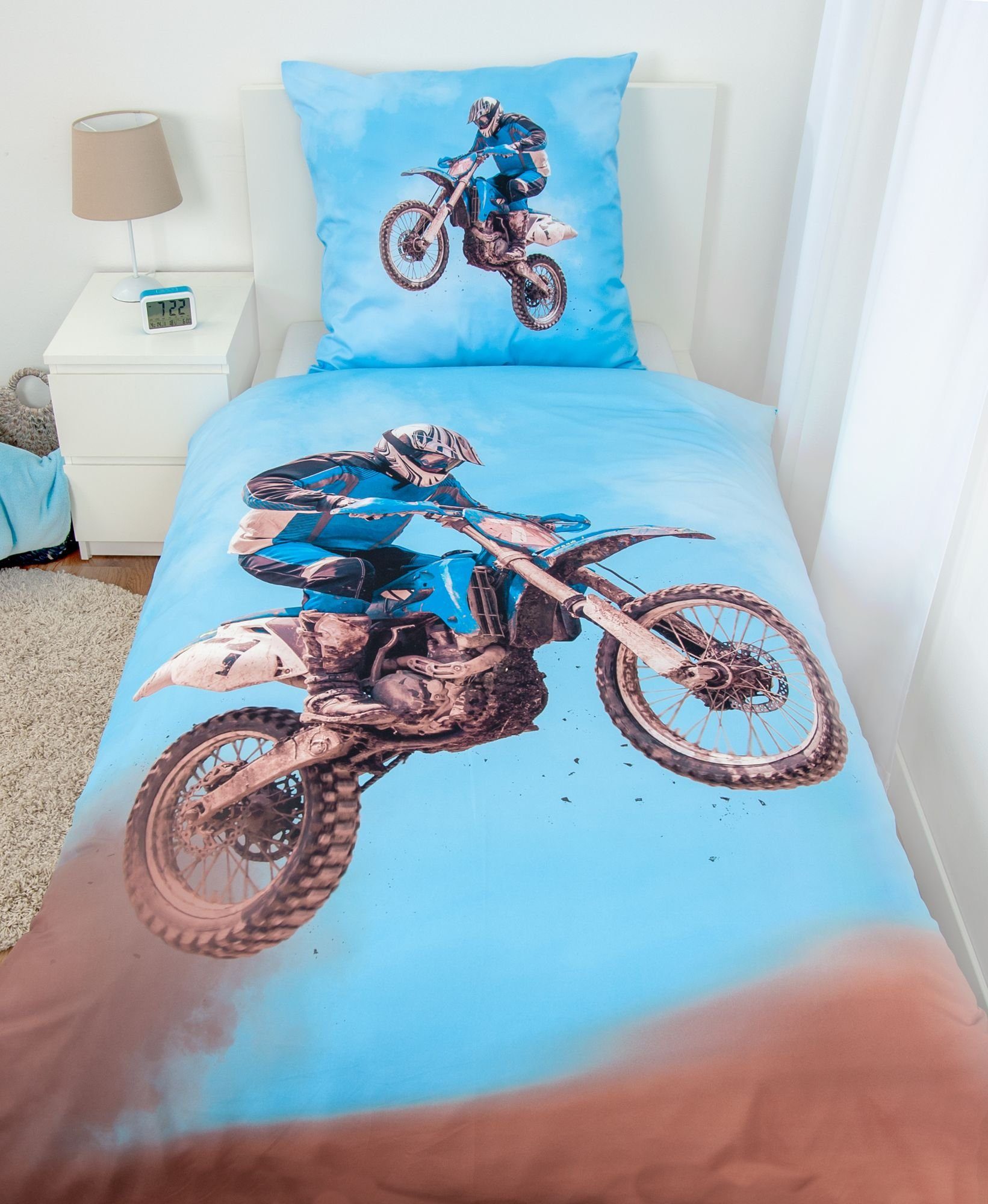 Herding Kinderbettwäsche Motocross Bettwäsche Set 2tlg. 135x200 cm 100% Mic günstig online kaufen