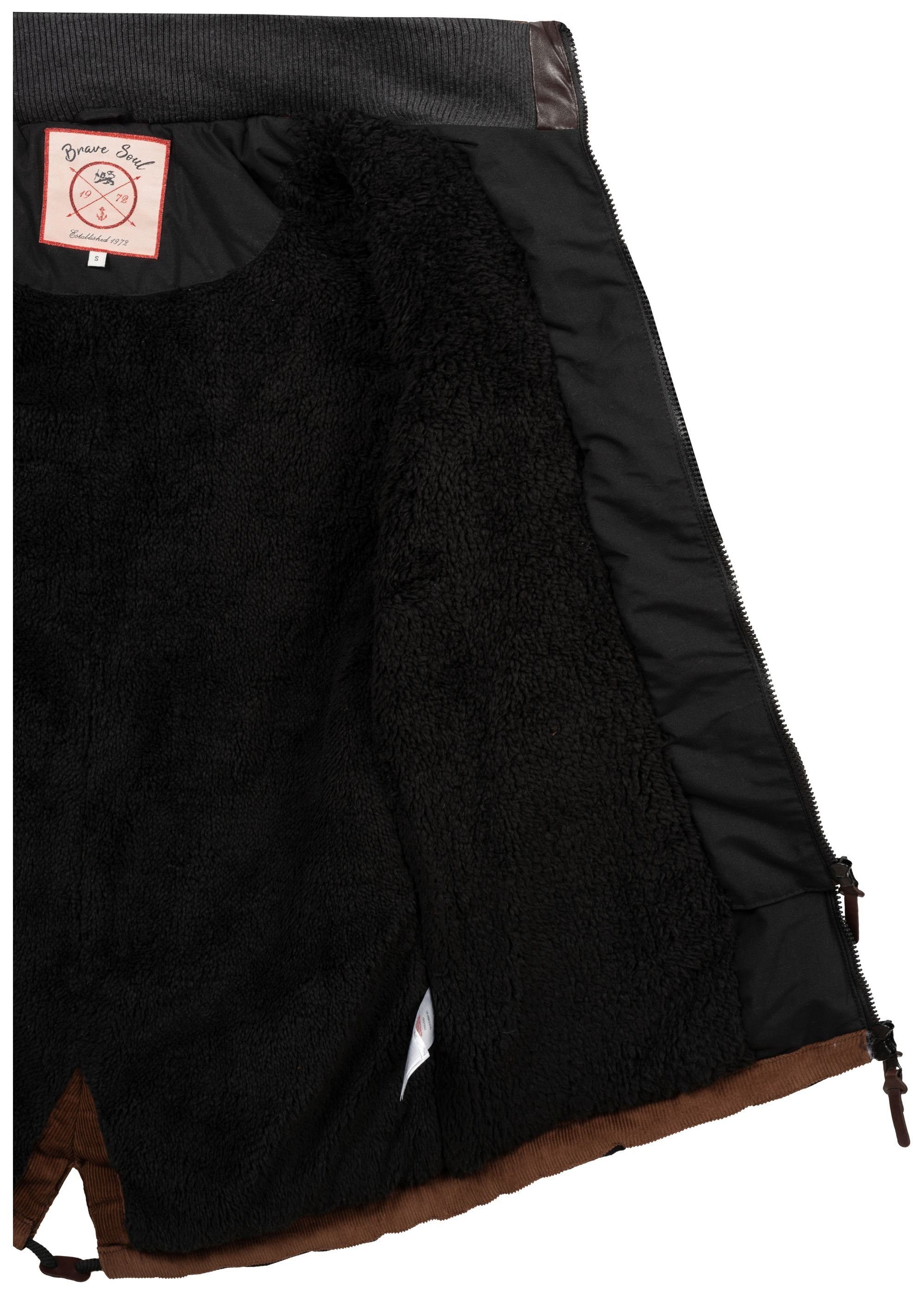 Brave Soul Wintermantel 'Abby' schwarz Reißverschlusstaschen mit