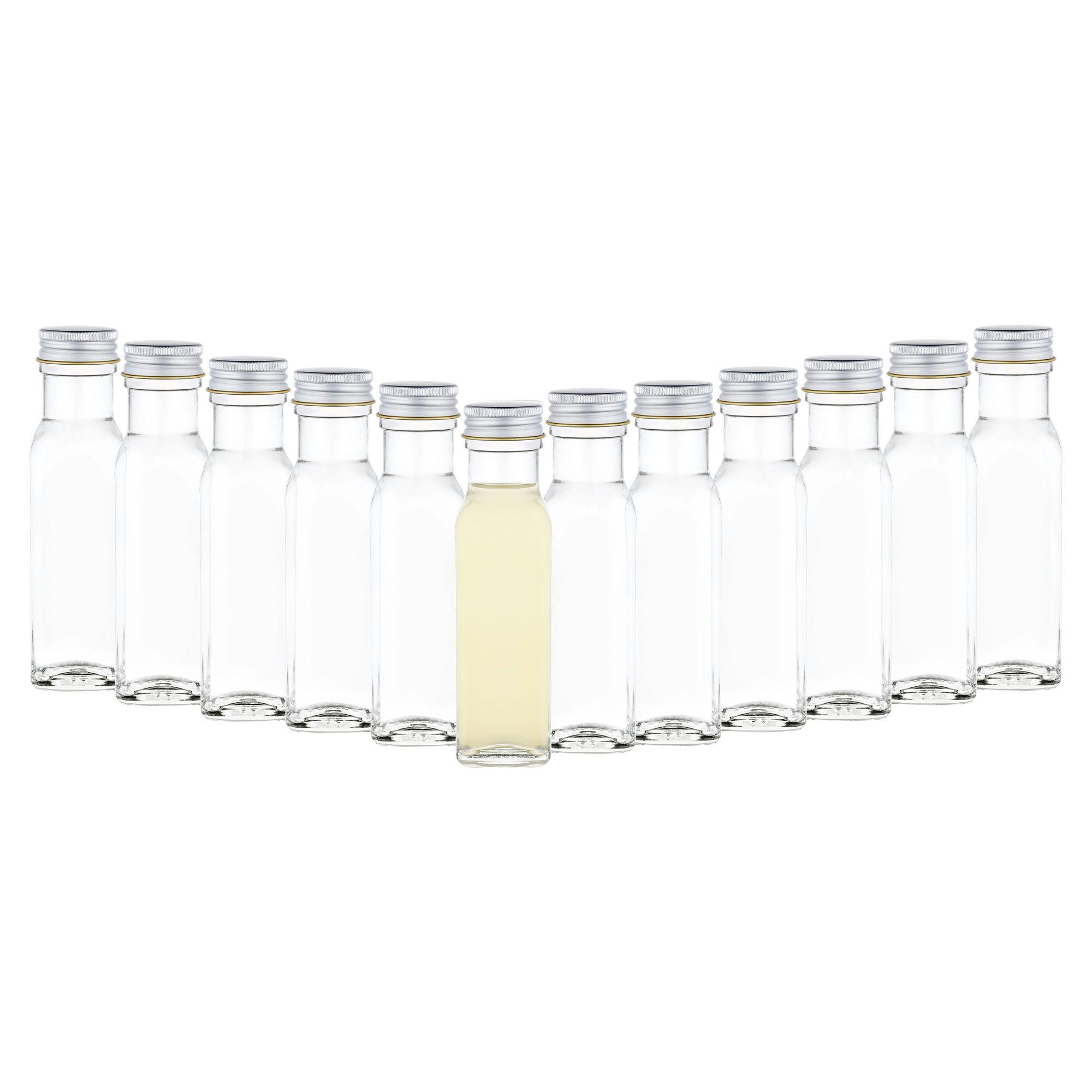 ml Vorratsglas Glas 100 Marasca Goldrand, MamboCat Schraubdeckel + silber 12er Schnapsflasche Set