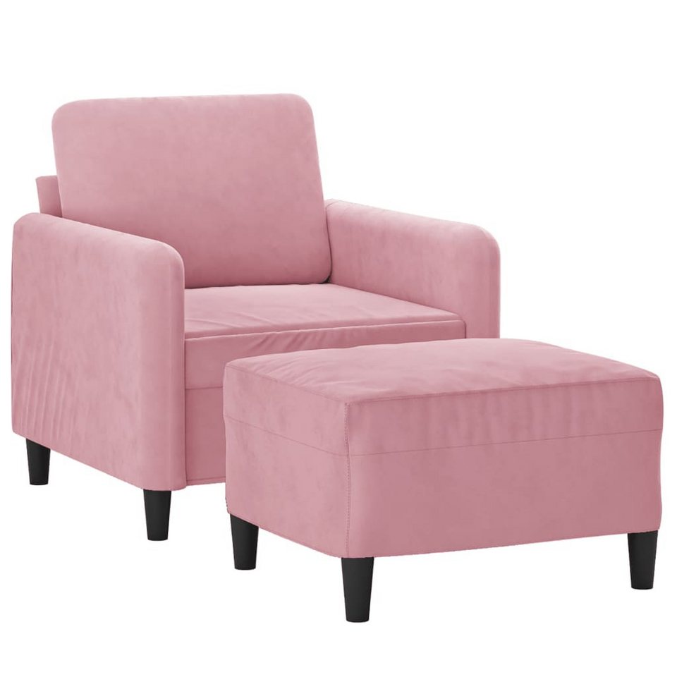 Sessel Mit Hocker Rosa vidaXL Sofa Sessel mit Hocker Rosa 60 cm Samt, Couch