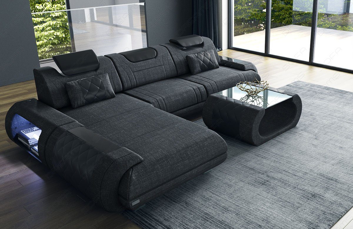Sofa Dreams Ecksofa Stoff Polster Sofa Rimini L Form H Strukturstoff Stoffsofa, Couch wahlweise mit Bettfunktion