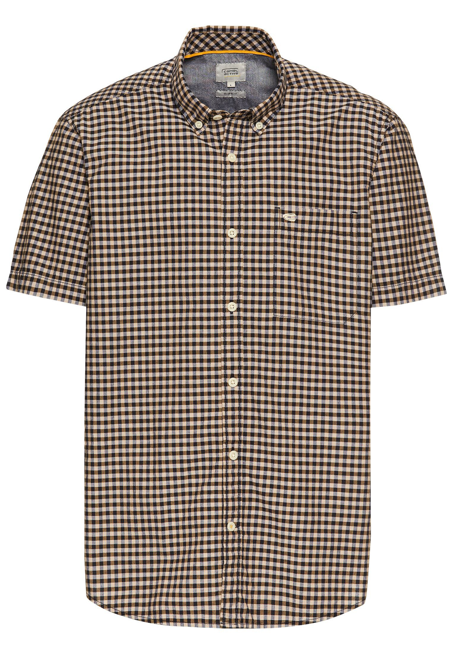 camel active Kurzarmhemd kariert, mit Button-Down-Kragen günstig online kaufen