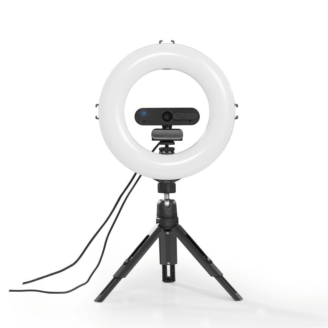 Hama Ringlicht LED Ringleuchte mit Stativ für Handy, Webcam, Mikrofon, Videokonferenz – Bild 2 von 5