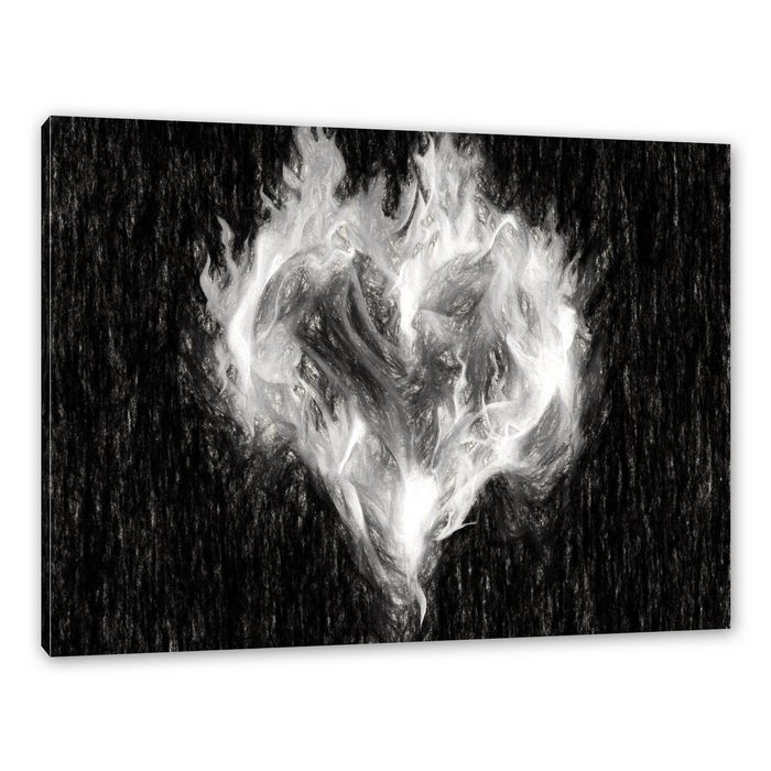 Pixxprint Leinwandbild Dark - Herz aus Feuer und Wasser Wanddekoration (1 St) Leinwandbild fertig bespannt inkl. Zackenaufhänger