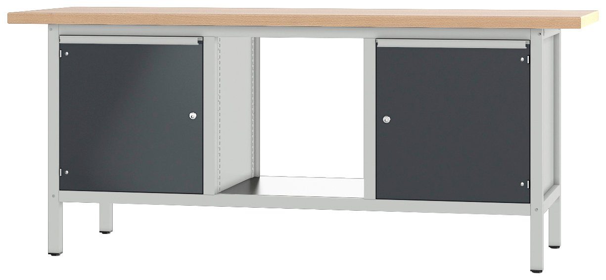 PADOR Werkbank 31 S 404, Höhe/Länge: 85,5x200 cm anthrazit/grau | Werkbänke