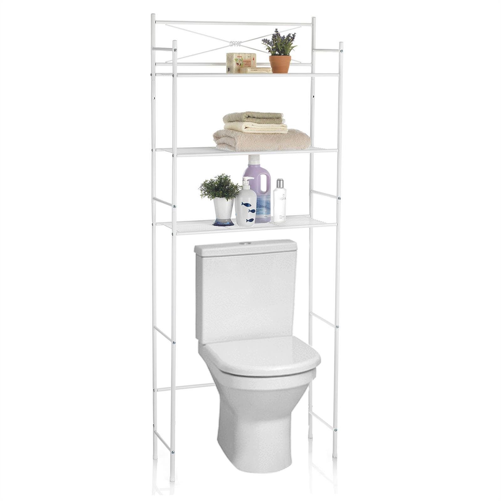 Sta Bad Standregal CARO-Möbel Allzweckregal Toilettenregal WC MARSA, Badezimmer Waschmaschinenregal weiß