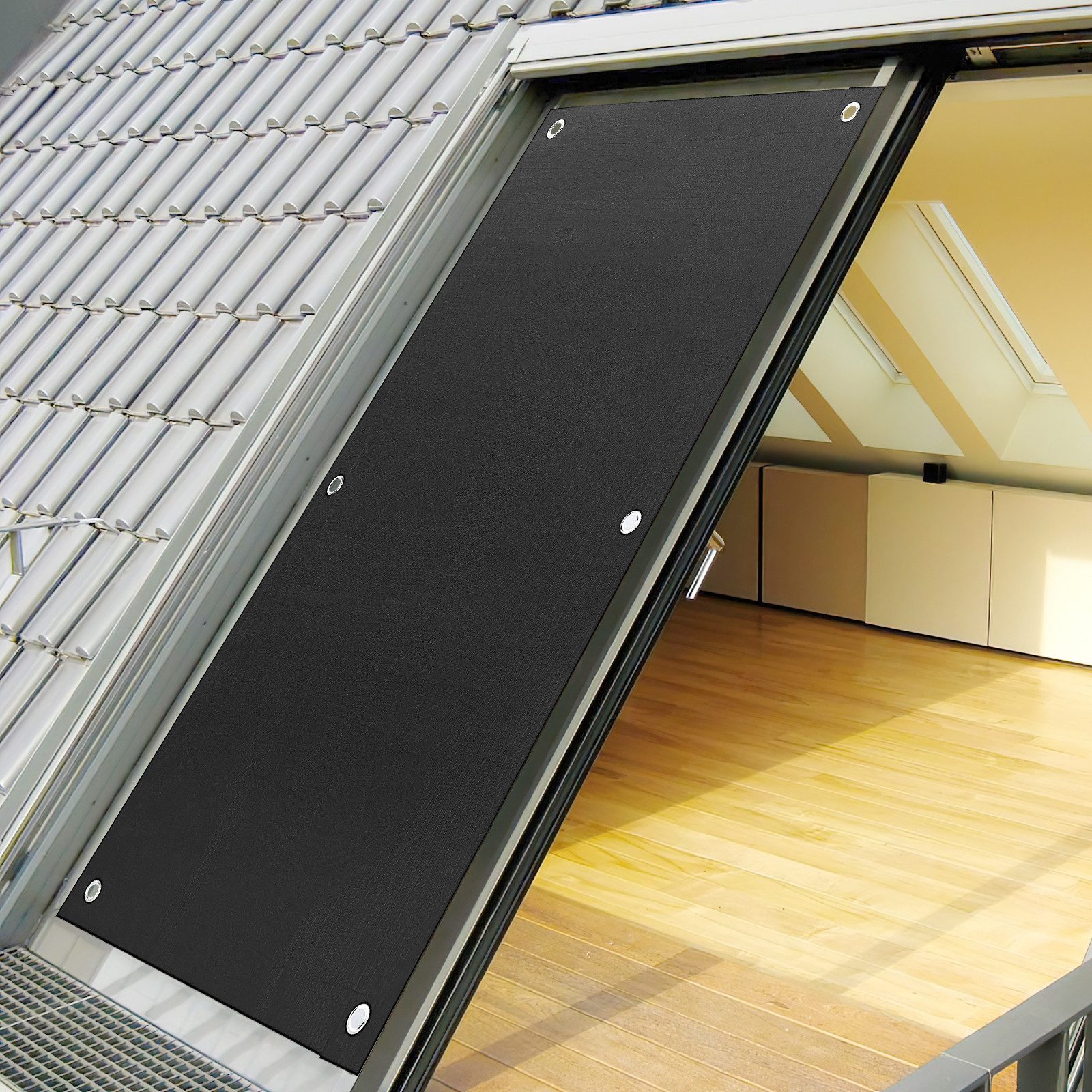 BlingBin Verdunkelungsvorhang 48x93 cm Verdunkelungsvorhang, Verdunklungsrollo Ohne Bohren (1 St), 4-Punkt-Aufhängung, blickdicht, Verdunkelung Rollo Tragbar mit Saugnäpfen für Schlafzimmer Reisen