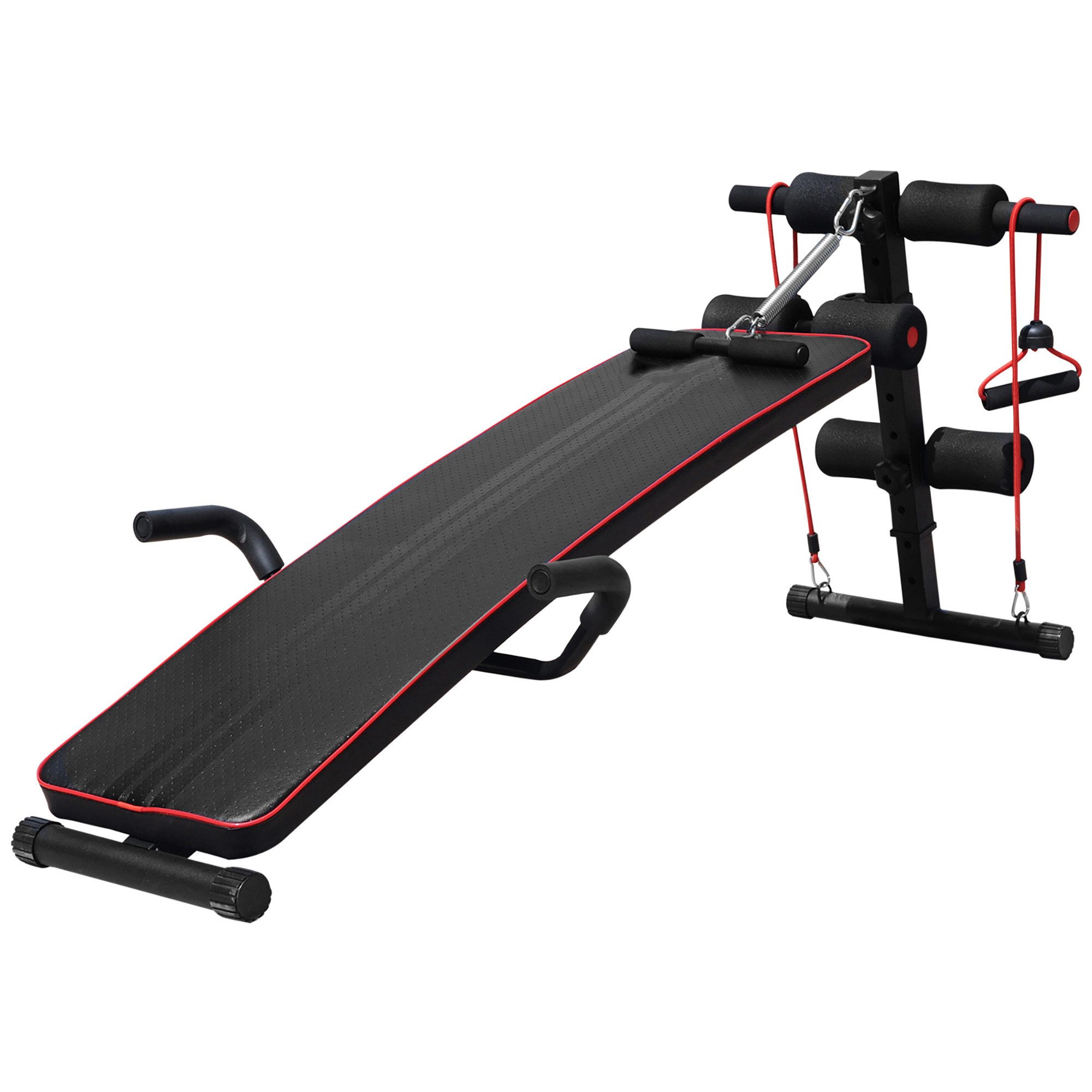 MC Star Bauchtrainer Trainingsbank Sit Up Bank Widerstandsbänder verstellbar bis 120kg (37,5x55,5x50-68cm)