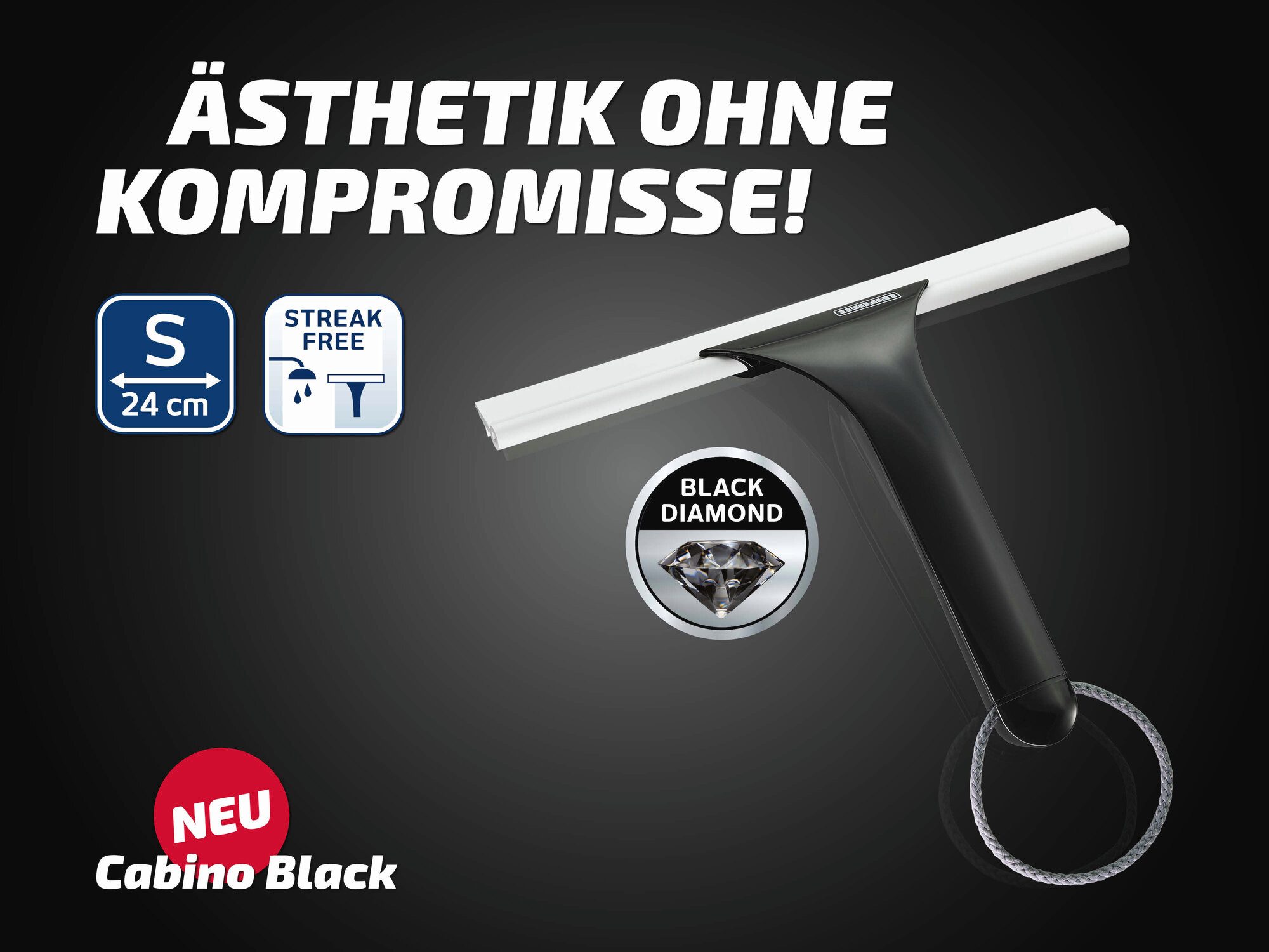 Leifheit Duschabzieher Duschabzieher Cabino Black, (1-St), helle Gummilippe günstig online kaufen