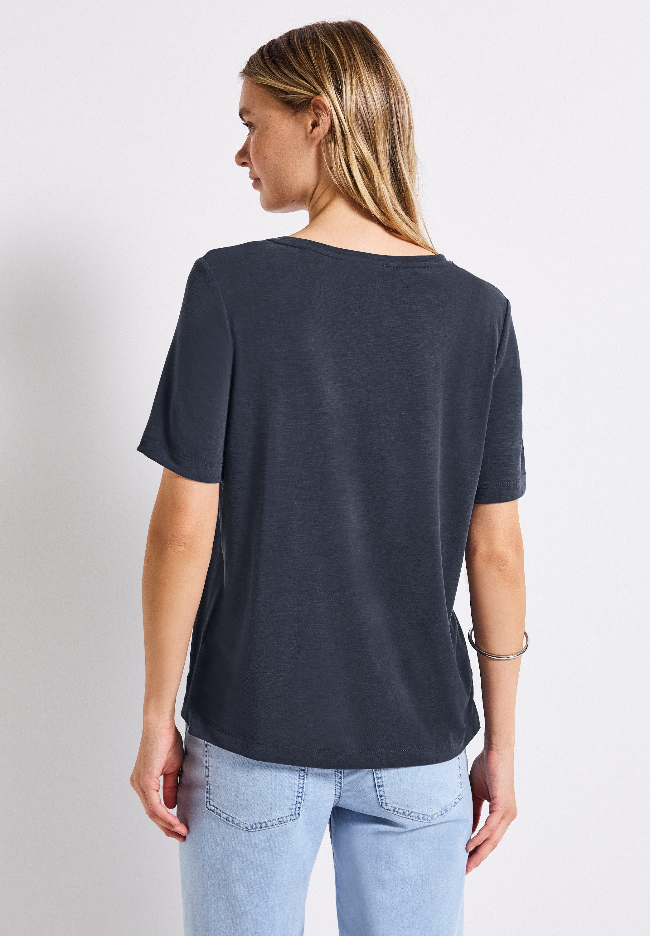 STREET ONE T-Shirt mit Wording und Schmucksteinen günstig online kaufen