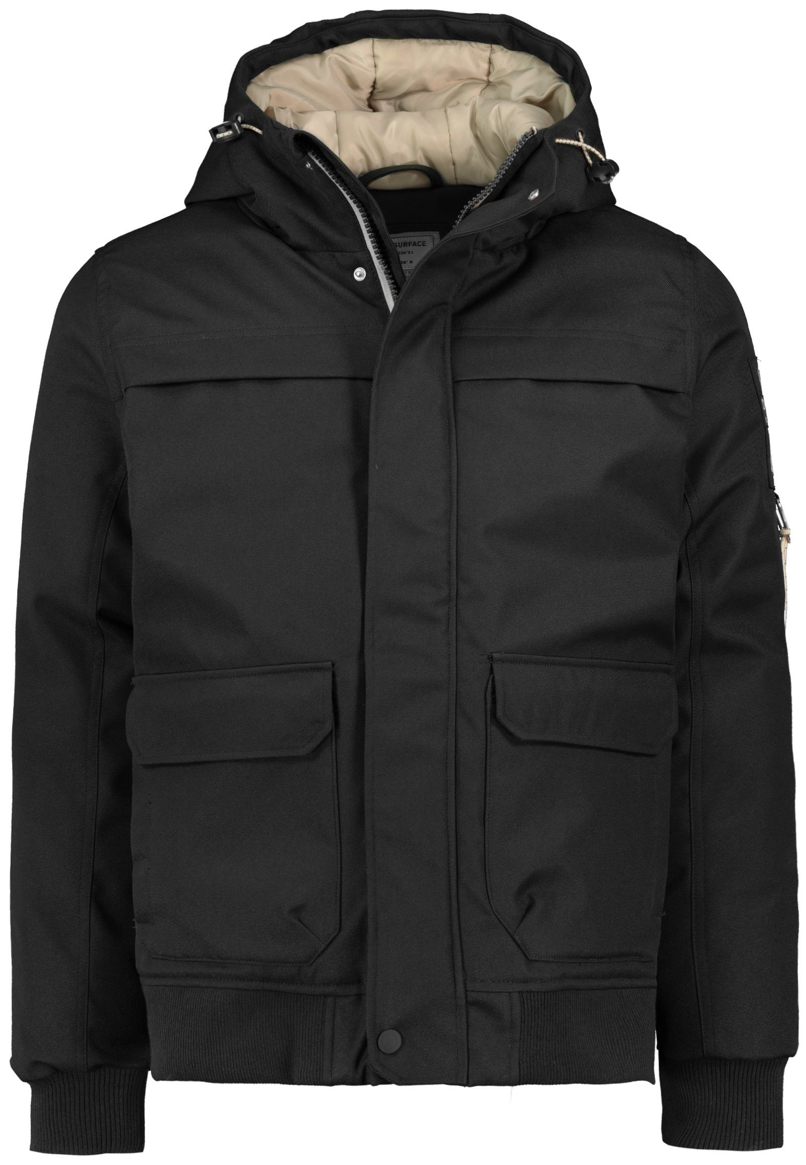 Winter Warm Stehkragen Kapuzenjacke Urban Herren Steppjacke Surface Jacke Schwarz Steppjacke Gesteppt