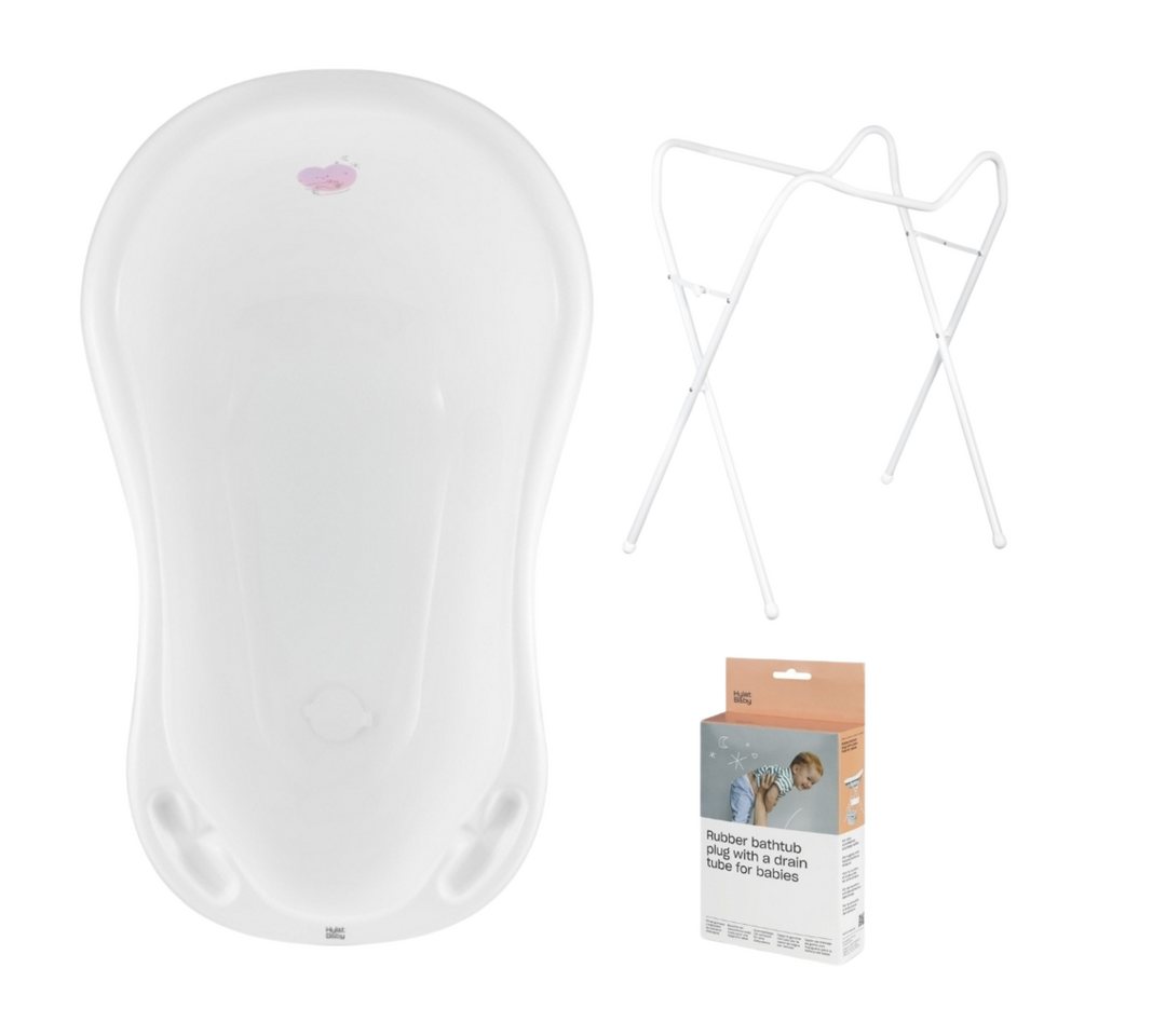 Thumbnail - Hylat Baby Babybadewanne Babywanne, Gestell, Abfluss – Weiß, (3-teiliges SET)
