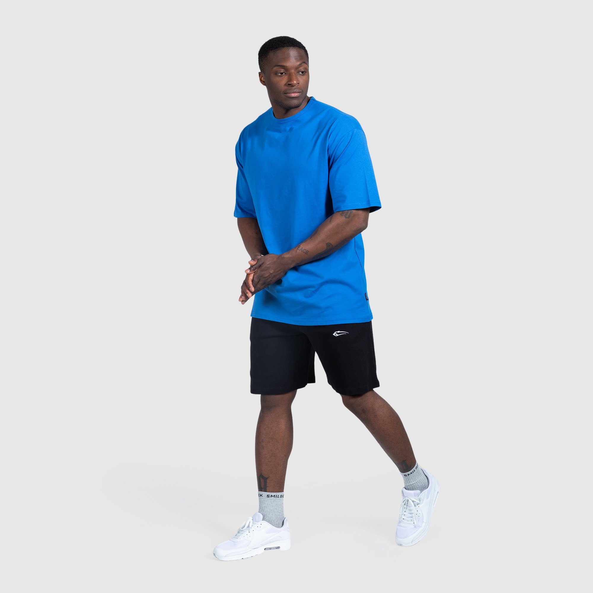 Smilodox Baumwolle Blau Ryan 100% Oversize, T-Shirt