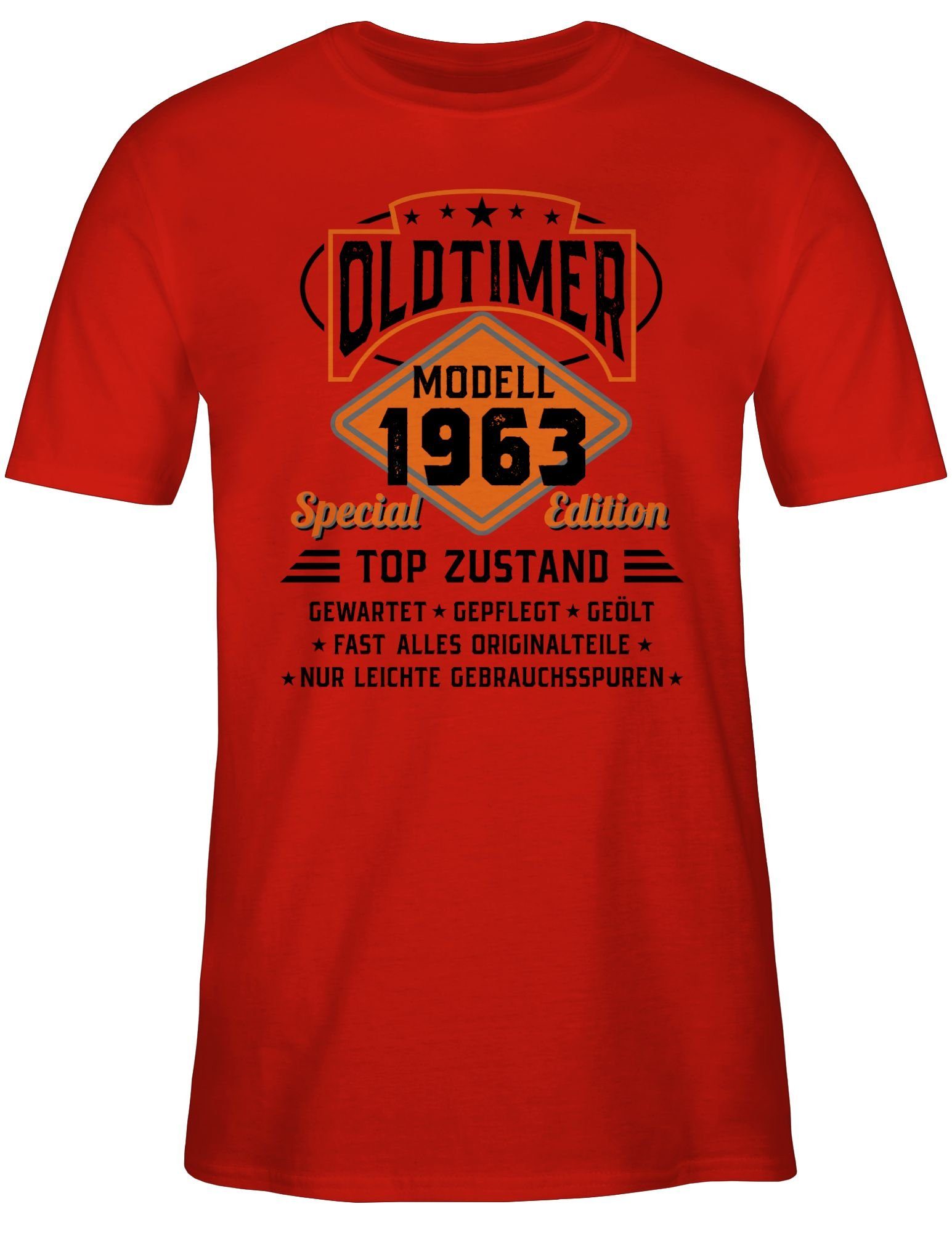 Shirtracer T-Shirt Oldtimer Modell - Rot 60. Geburtstag 1963 3 schwarz