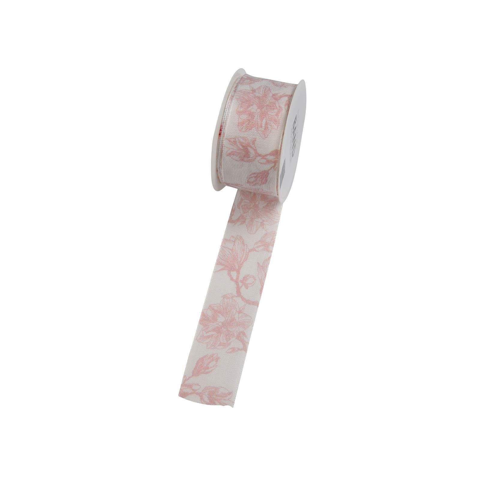 Depot Geschenkpapier Band Magnolie, aus Polyester, L 3 Meter, B 4 Zentimeter Rosa