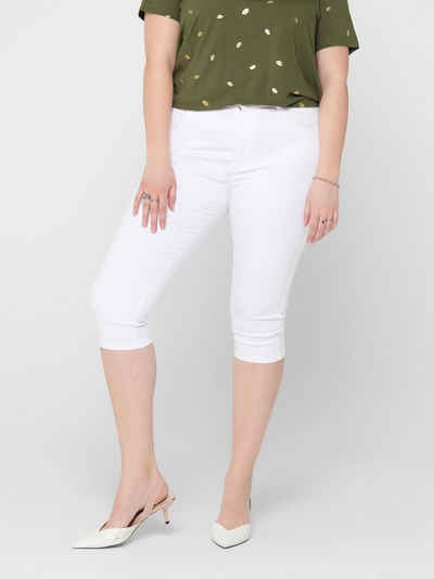ONLY CARMAKOMA Caprihose Capri Jeans Shorts 3/4 Stretch Denim Hose CARAUGUSTA 4899 in Weiß