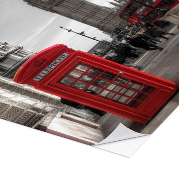 Posterlounge Wandfolie Filtergrafia, Londoner Telefonzelle und Big Ben, Fotografie