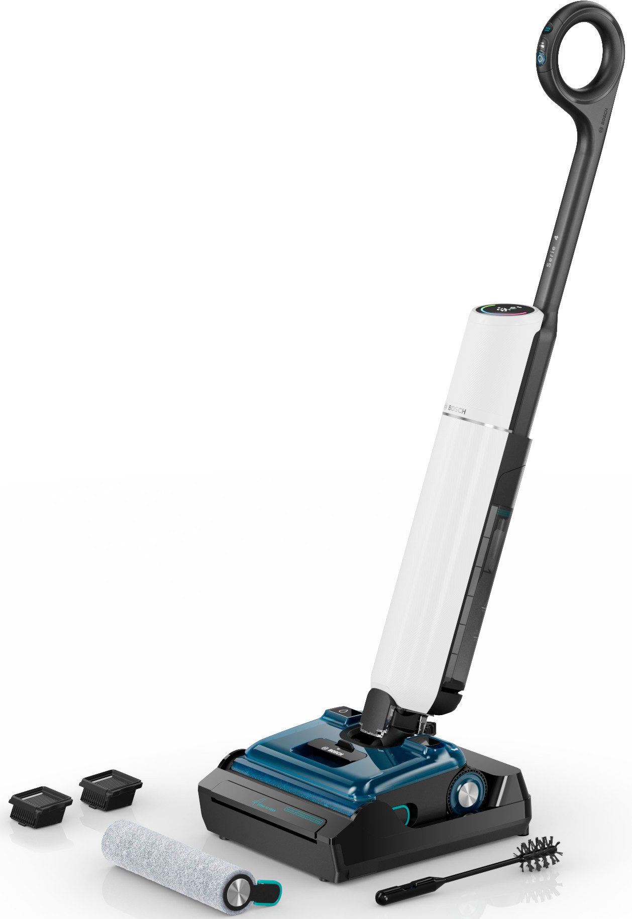 BOSCH Nass-Trocken-Sauger OneFlow Serie 4 BHF41WM/BHF41WS, Selbstreinigung, 24.000 PA Saugkraft, 250 W, beutellos, Anti-Haarverwicklung, LED-Licht, Schnelltrocknung, 40 min Akku / 150m²