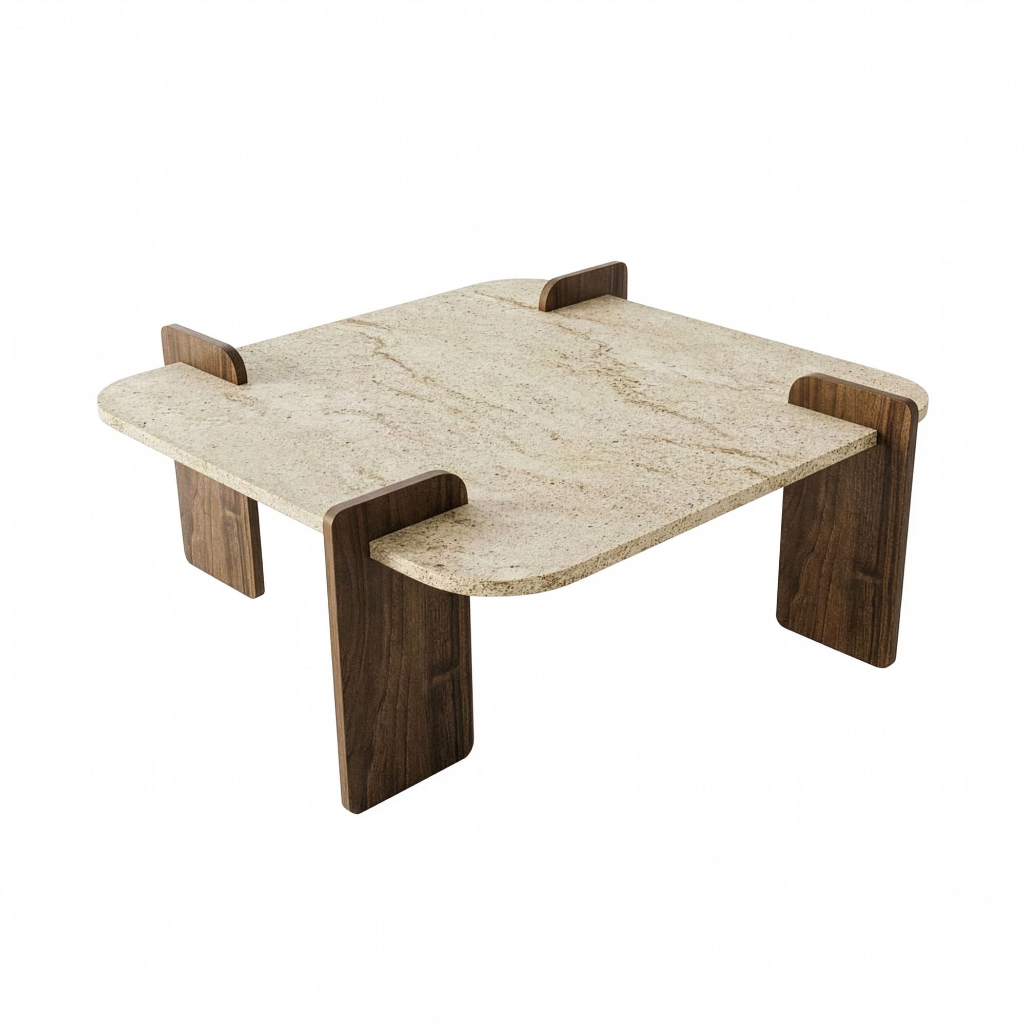 Skye Decor Couchtisch Siam Afrolli (1-St., 1 Tisch), Breite 90 cm, Travertin Walnuss Optik, Geräumige Tischplatte