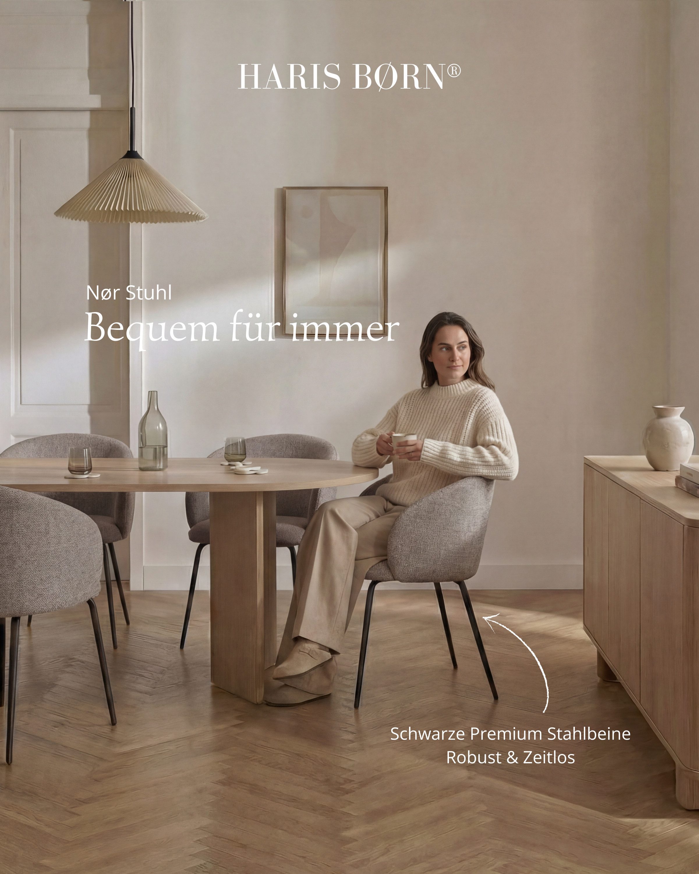 Haris Børn Esszimmerstuhl NØR (versch. Farben) - Bequeme Polster Esszimmerstühle mit Armlehne (Set, 4 St), Premium Esstisch Stühle & Wohnzimmerstühle - Moderne Stühle Esszimmer