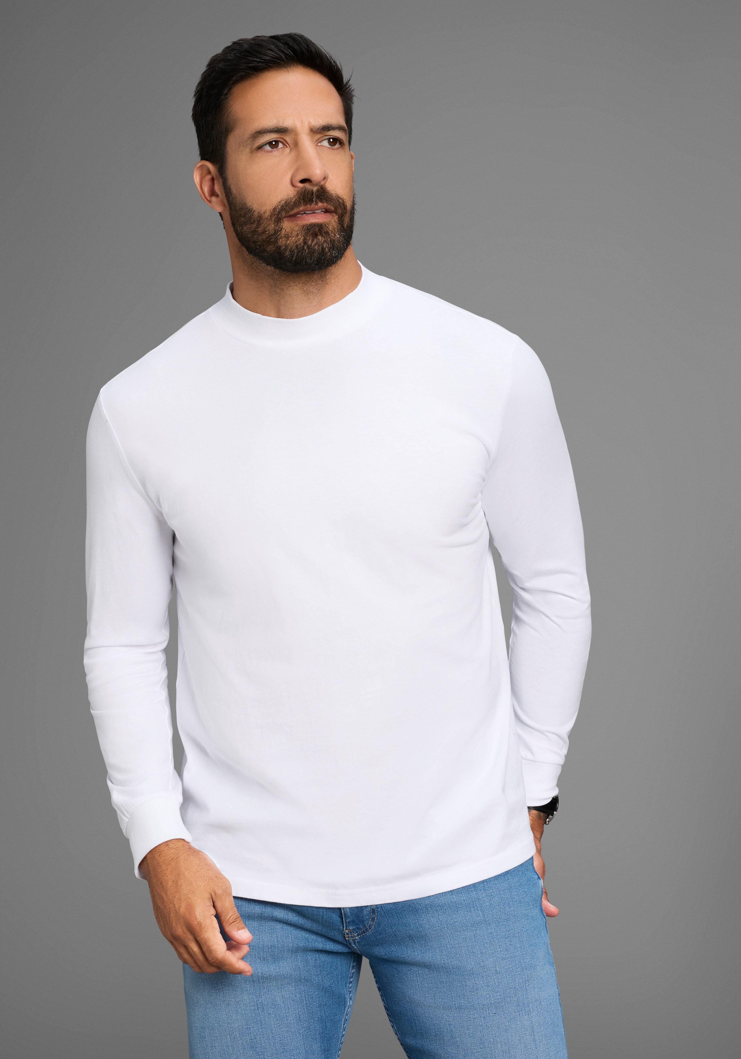 Man's World Stehkragenshirt Neue Kollektion! mit Bündchen günstig online kaufen