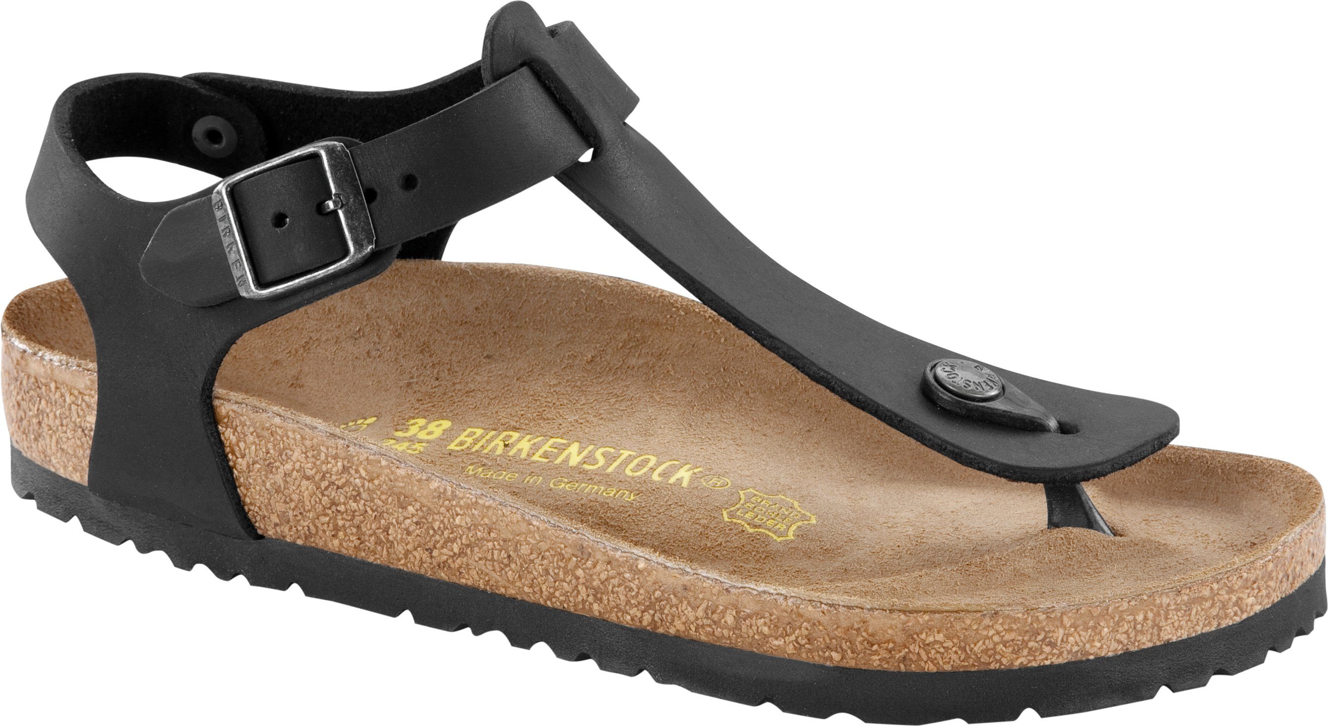 Birkenstock BIRKENSTOCK Zehensteg Kairo Leder schwarz 147111+ 147113 Pantolette Schwarz (Schmal)