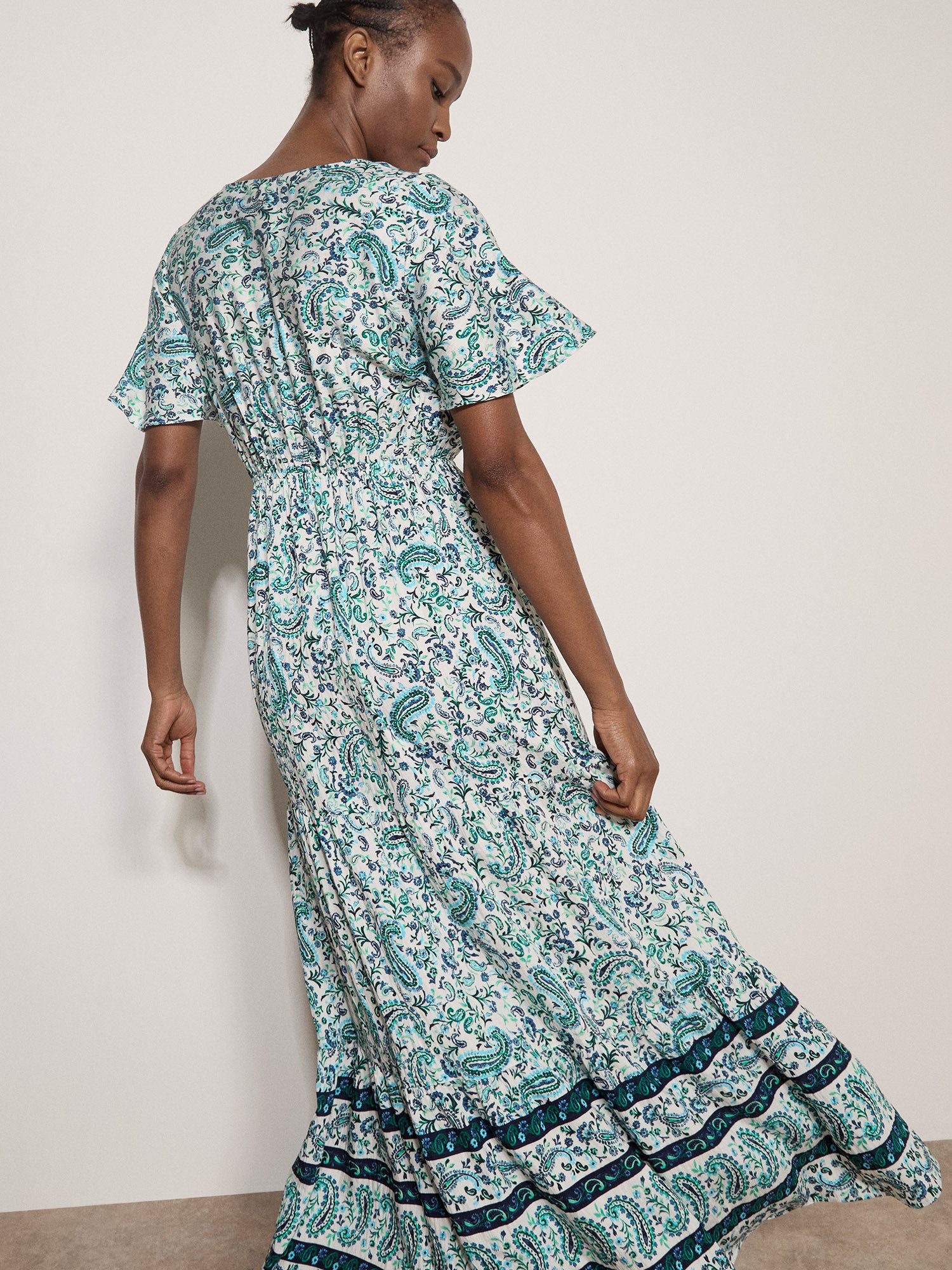 Apricot Maxikleid Maxikleid mit Paisley-Print mit Stufen