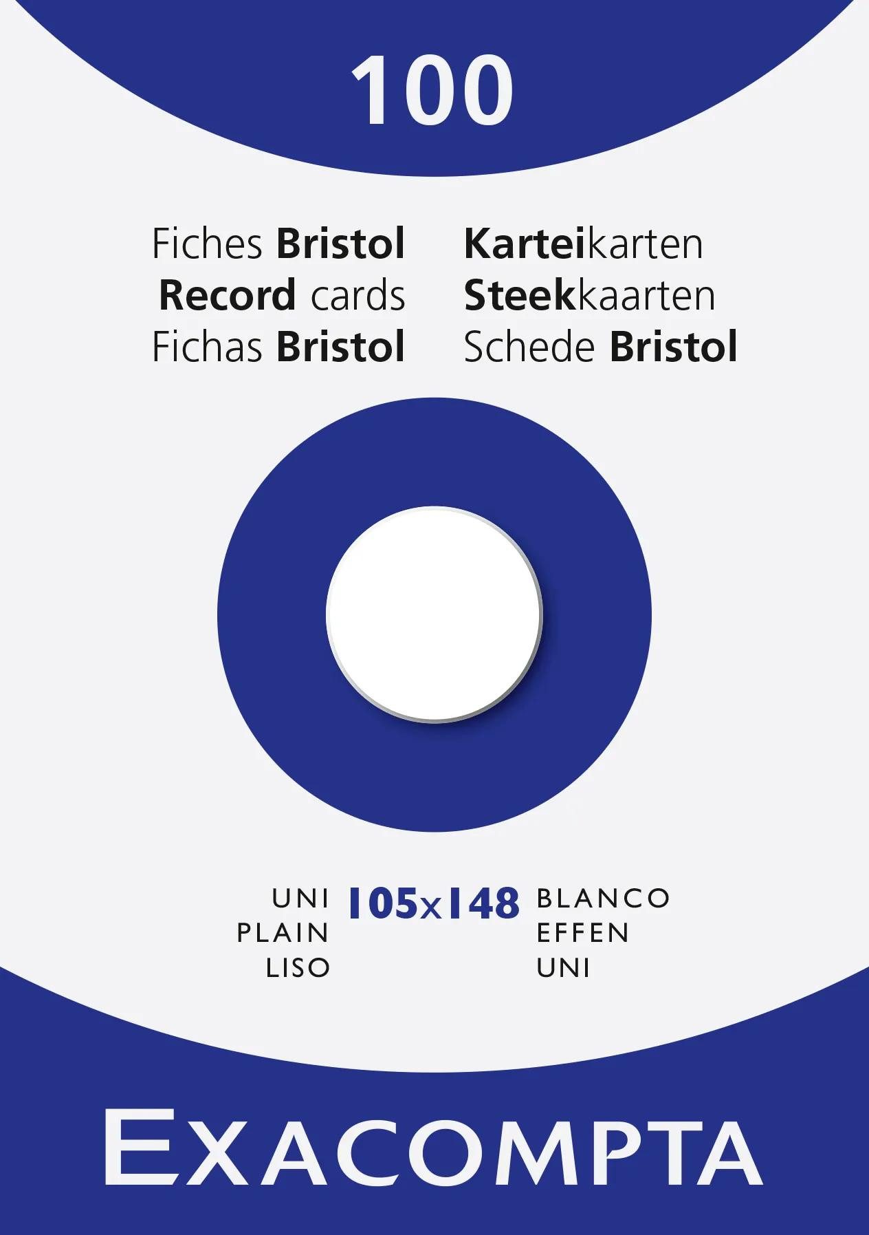 EXACOMPTA Karteikarten 10x Karteikarten A6 blanko, Faltschachtel mit 100 Stück, Weiß, 13309E, Karteikarten