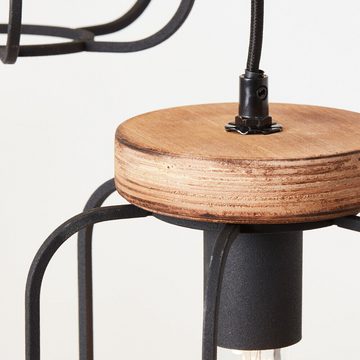 Brilliant Pendelleuchte 3-flammig, Holz, schwarz+braun, Einbau, B420mm, Höhenverstellbar