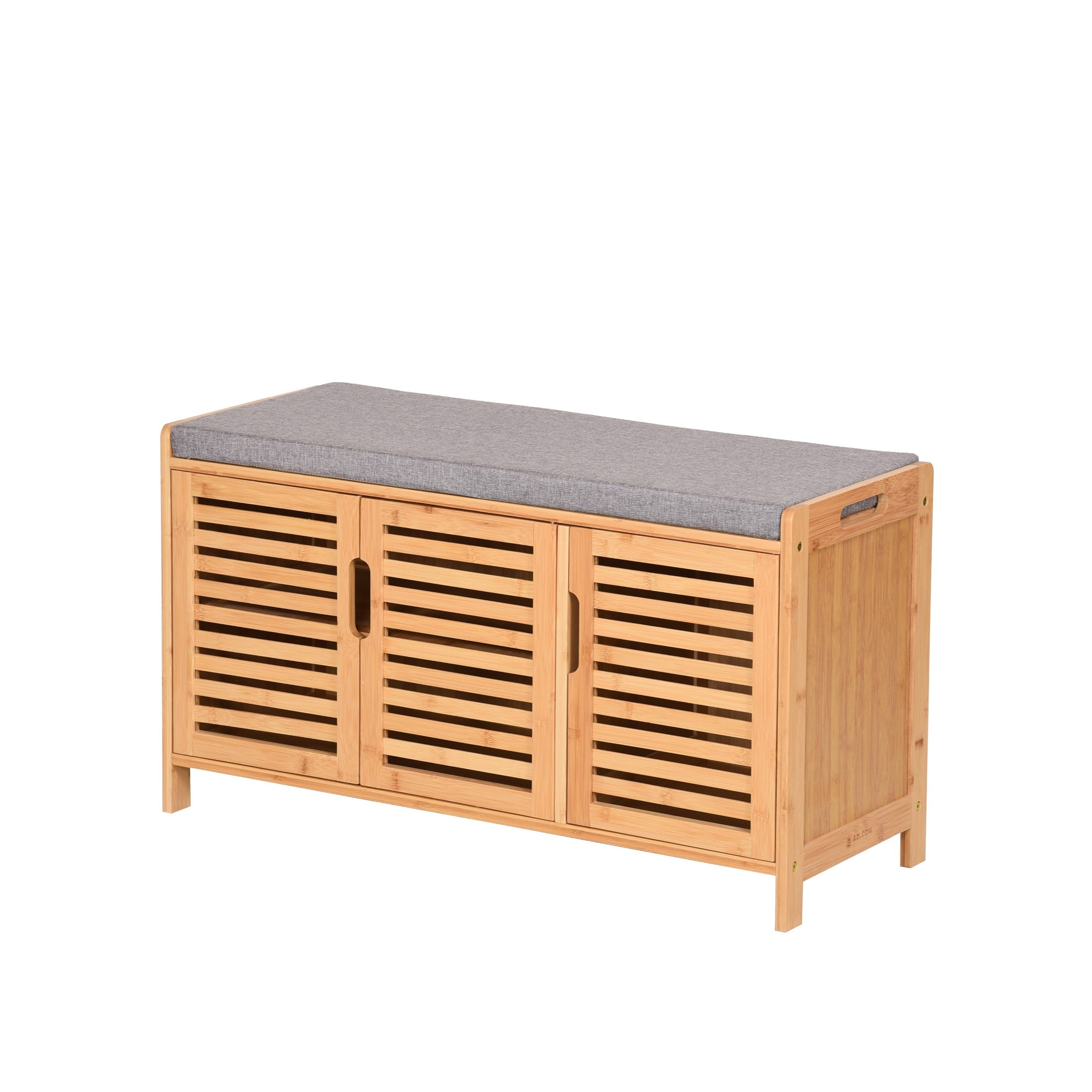 AD.CON Schuhbank Schuhbank aus Bambus mit Schrank und Sitzkissen Sitzbank S günstig online kaufen