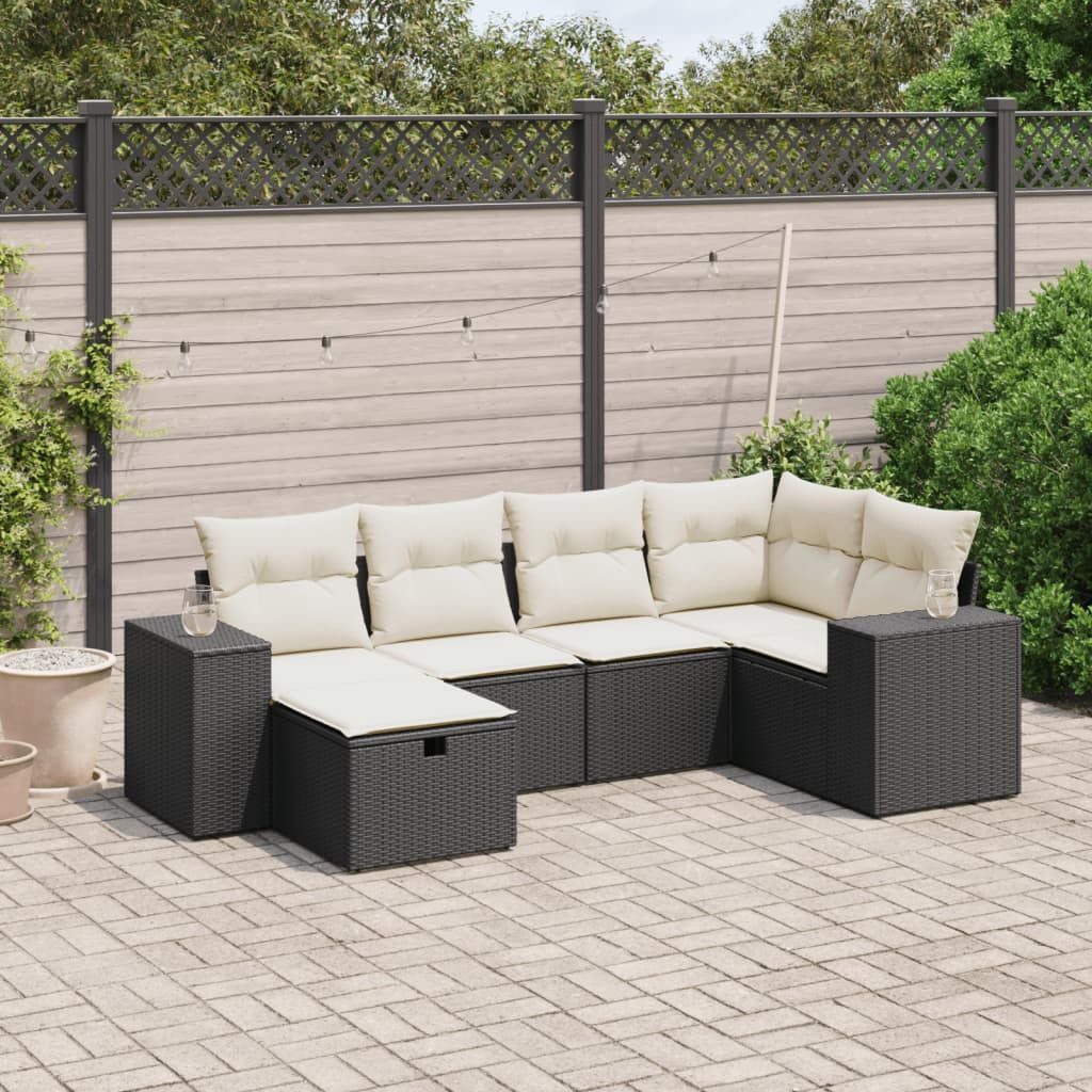 furnicato Gartensofa Garten-Sofagarnitur aus PE-Rattan Schwarz 62x62x69 cm, 1 Teile, UV-beständige Sitzgruppe mit waschbaren Kissen und modularem Design