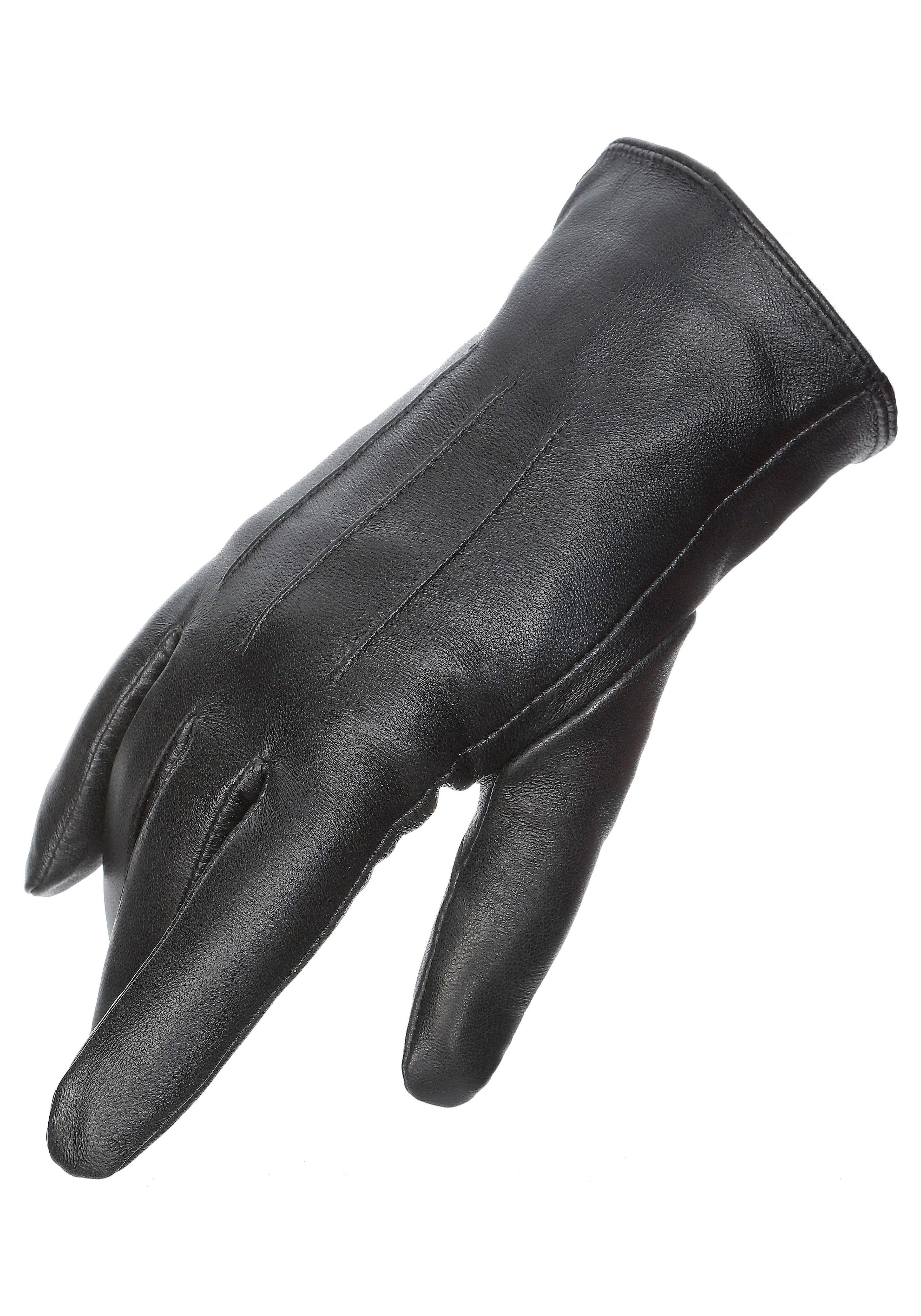 PEARLWOOD Lederhandschuhe komfortables für black Anziehen Seitenschlitze