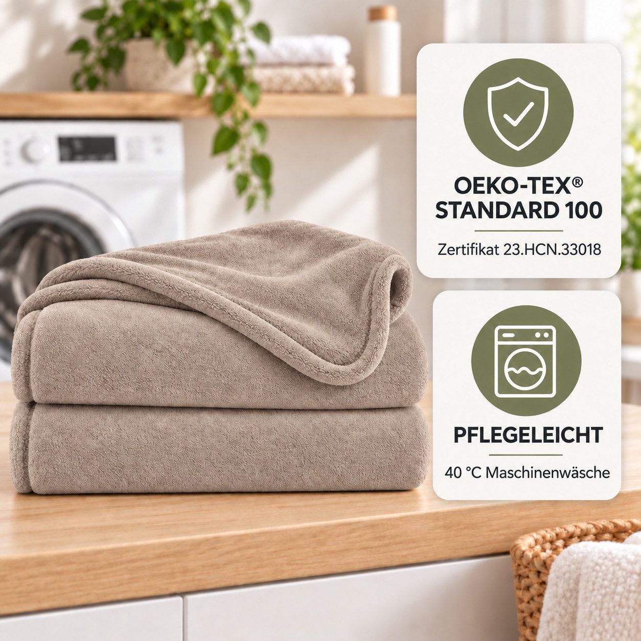 Wohndecke Flauschige Kuscheldecke, Oeko-TEX Zertifiziert, Komfortec, Super Weiche Fleecedecke, Beige. € 19,99, (€ 19,99 pro 1 Stk).