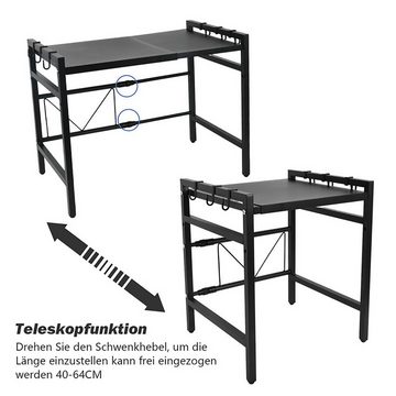 TWSOUL Regal Mikrowellen Regal, Ausziehbarer Mikrowellenständer mit 6 Haken