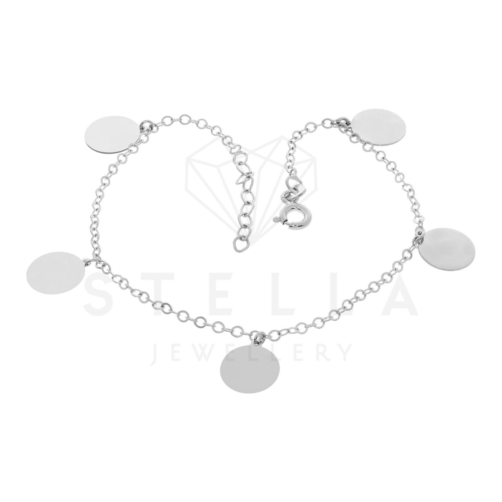 Stella-Jewellery Goldarmband 585er Weissgold Armband mit 5 Plättchen 19 cm (inkl. Etui, 1-tlg., inkl. Etui), Armkette, Goldarmband
