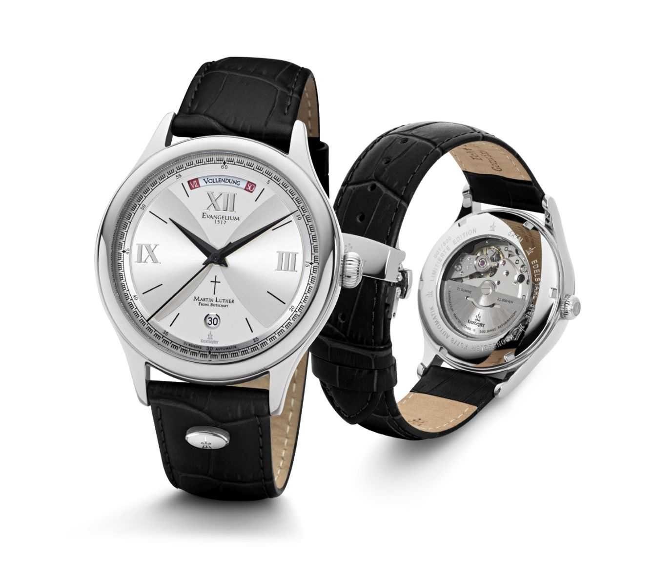 Automatikuhr Martin Luther Evangelium Herrenuhr stahl/sil 40 mm