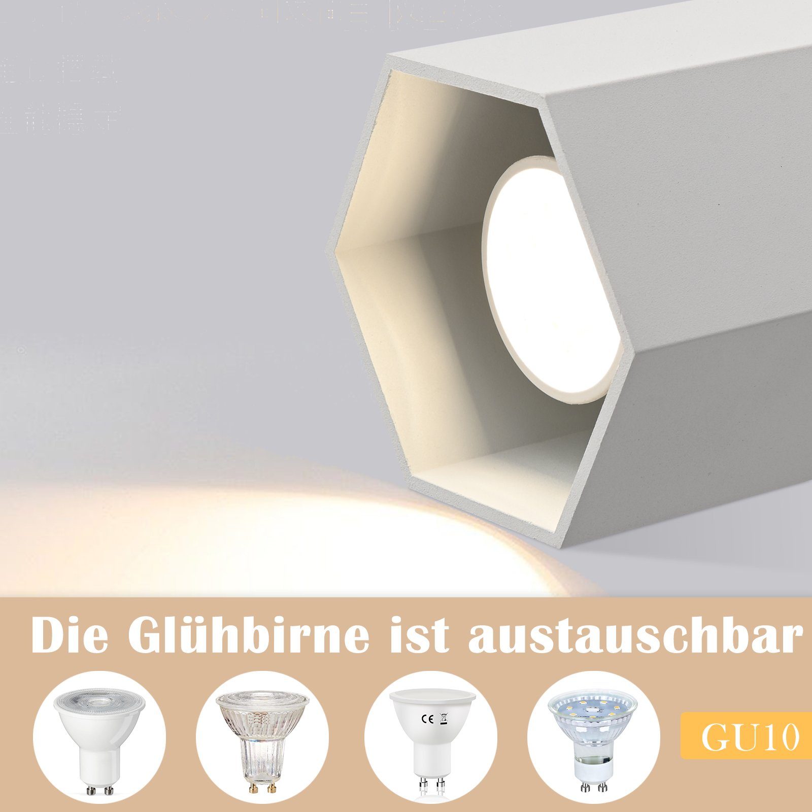 Nettlife Deckenstrahler Weiß Deckenspots GU10 Aufbauspot, LED wechselbar, für Küche Wohnzimmer Esszimmer Korridor Flur