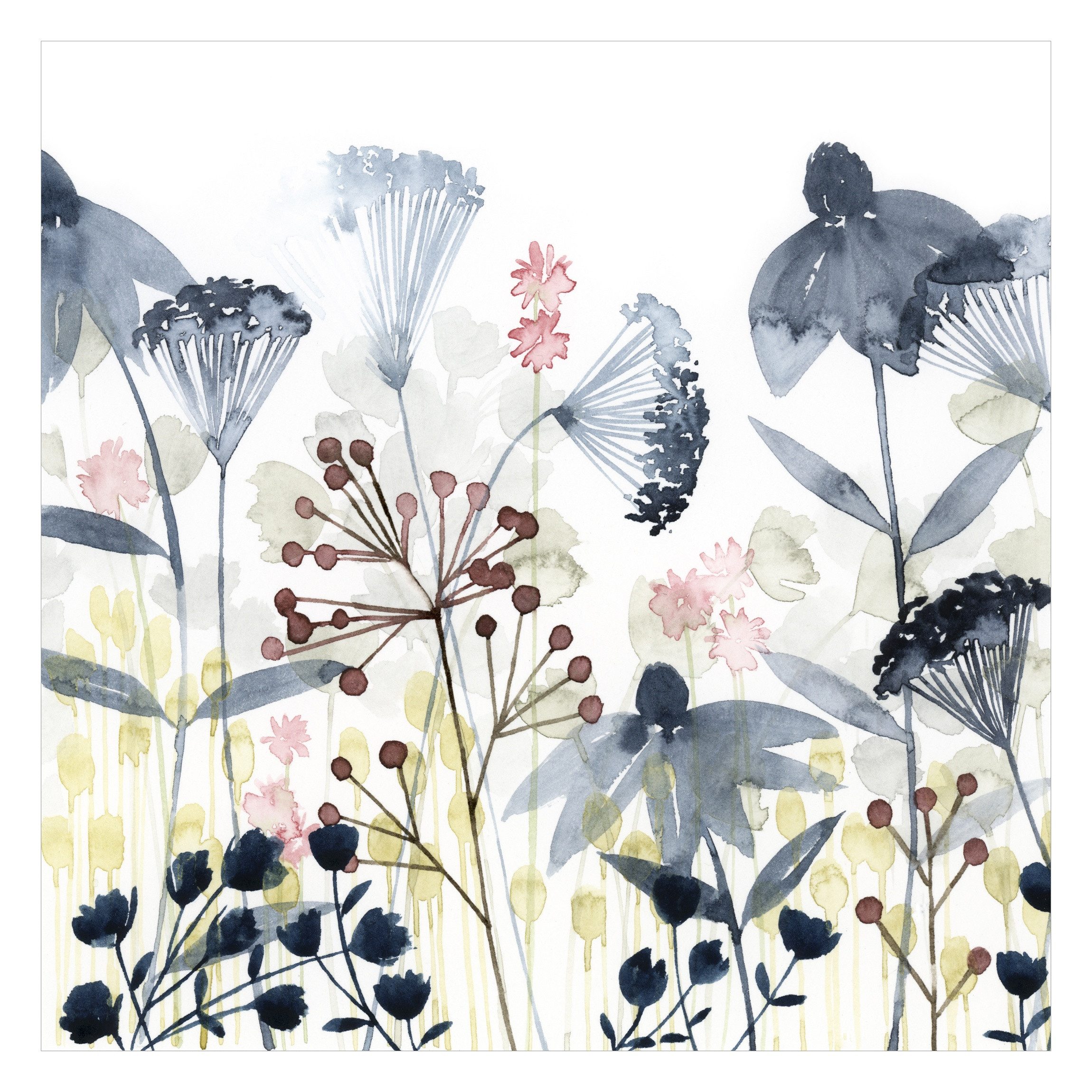 Bilderdepot24 Fototapete Blumen Wildblumen Aquarell Blumentapete Floral Natur Modern Kunst, Glatt, Matt, (Vliestapete inkl. Kleister oder selbstklebend), Wohnzimmer Schlafzimmer Küche Flur Motivtapete Vliestapete Wandtapete
