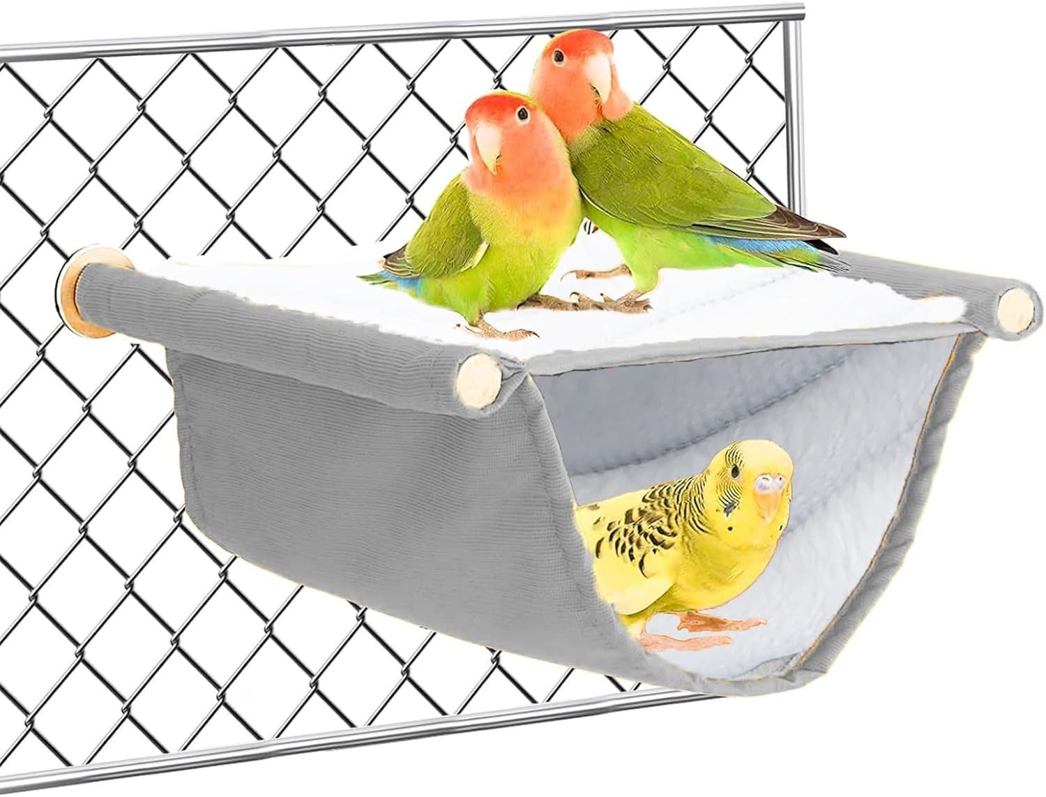 FELIXLEO Vogelspielplatz Vogel Hängematte Etagenbett Vogelnest Höhle Käfig Zubehör Grau