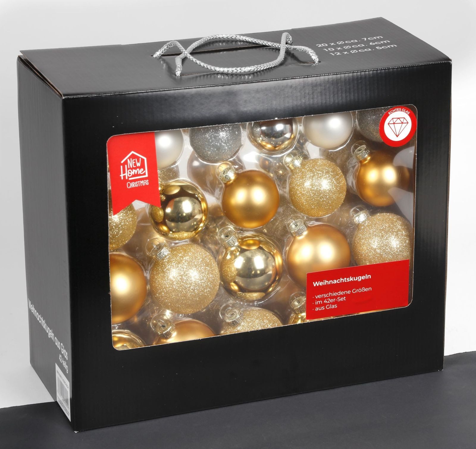 BURI Weihnachtsbaumkugel Glas-Weihnachtsbaumkugeln 42er-Set versch. Größen Baumschmuck Baumdeko (42 St)