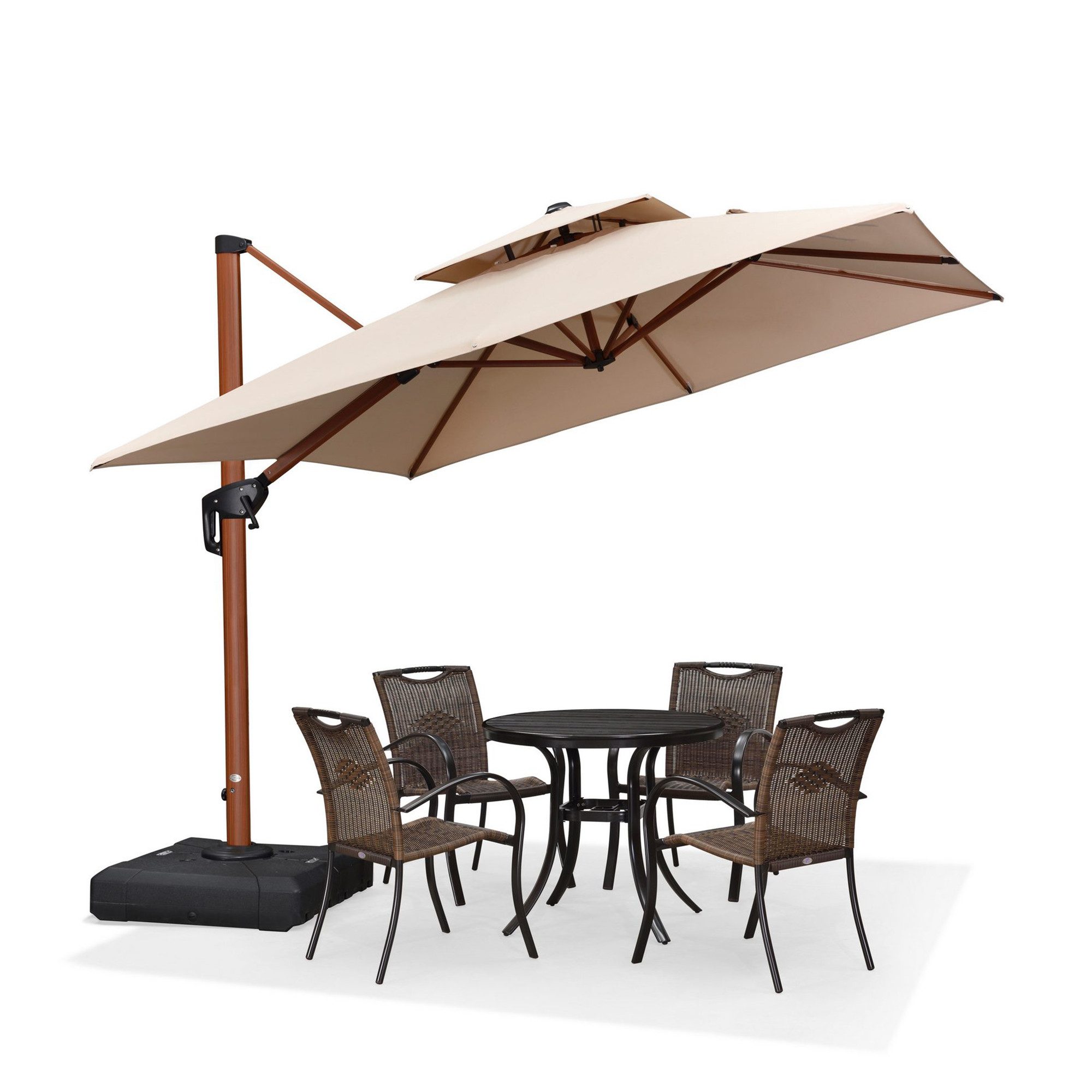 PURPLE LEAF Sonnenschirm Holzoptik Quadratischer Außenbereich Alu Ampelschirm, Gartenschirm, LxB: 270,00x270,00 cm, 360°Rotation, Sonnenschutz UV50+, für Garten, Terrasse, Pool