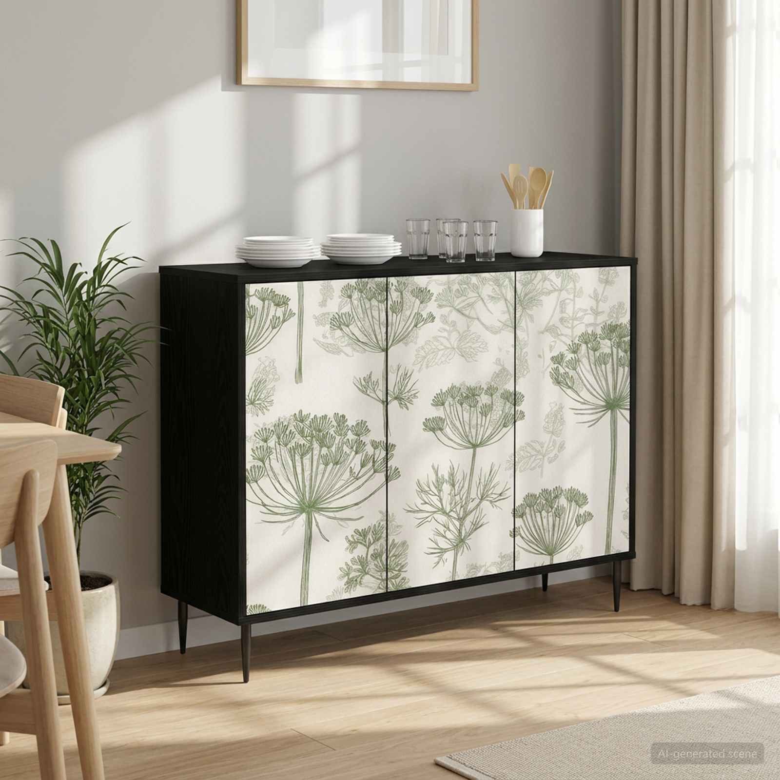 vidaXL Sideboard Sideboard GOTHA Schwarz Eichen-Optik 102 x 33 x 76 cm (1 St)