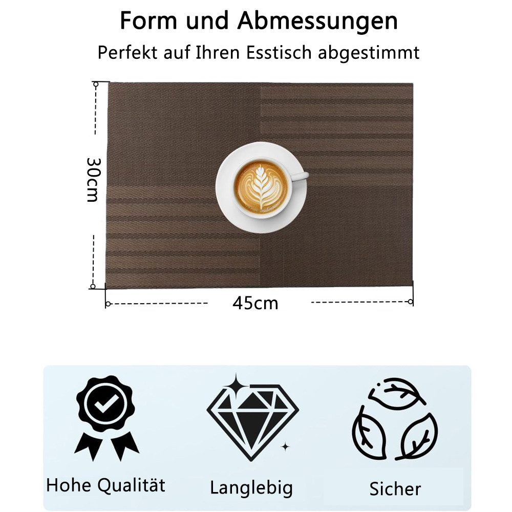TUWENA Platzset 6er Set Platzsets rutschfest PVC, Platzdeckchen für Zuhause Restaurant – Bild 2 von 5