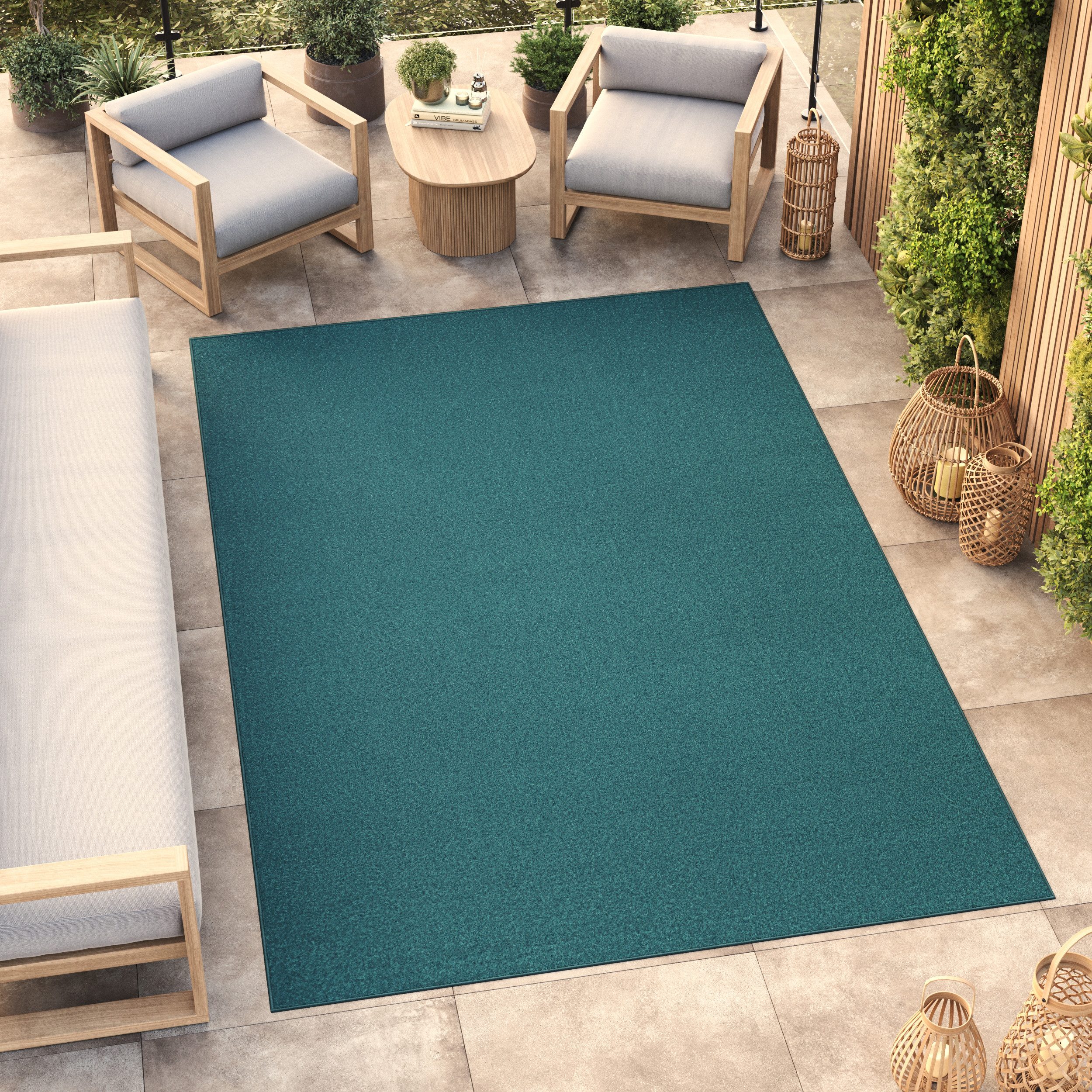 Tapiso Outdoorteppich MONO, rechteckig, Höhe: 6 mm, Wohnzimmer, Schlafzimmer, einfarbig, modern